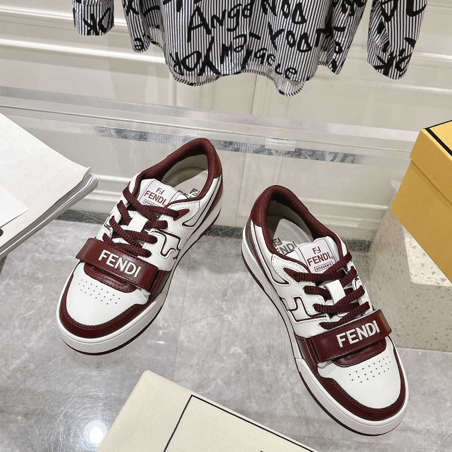 Fendi Match Burgundy Leather Low-tops - EUR FASHION