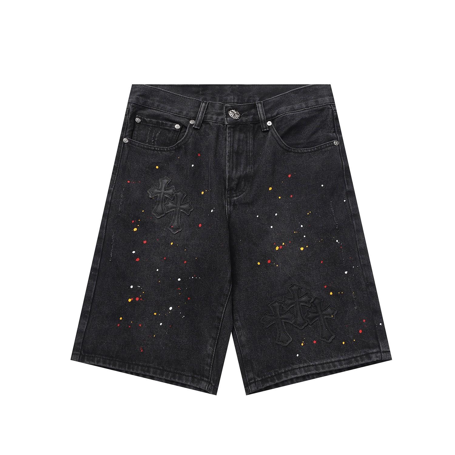 Chrome Hearts Cross Patch Denim Shorts - EUR FASHION