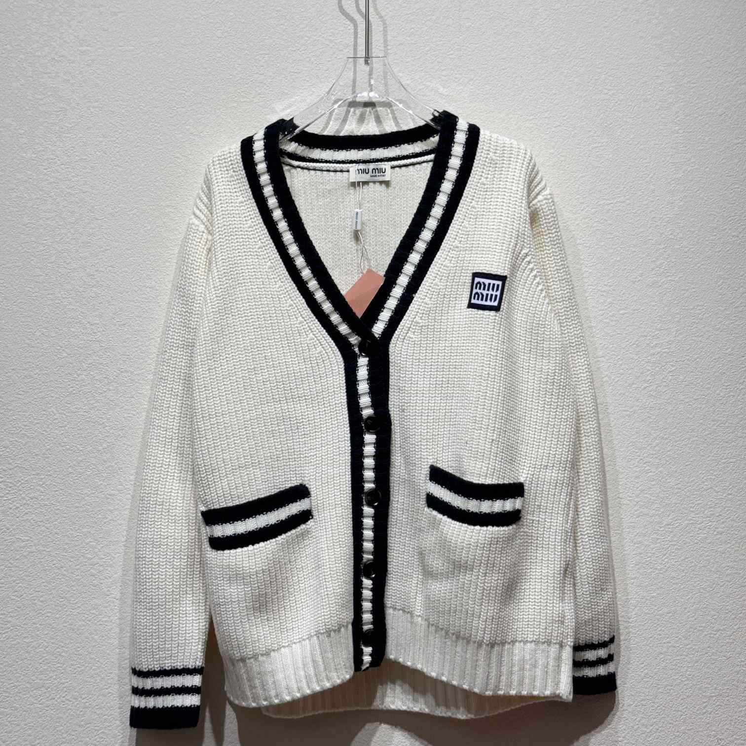 Miu Miu stripe-detail V-neck Cardigan - EUR FASHION