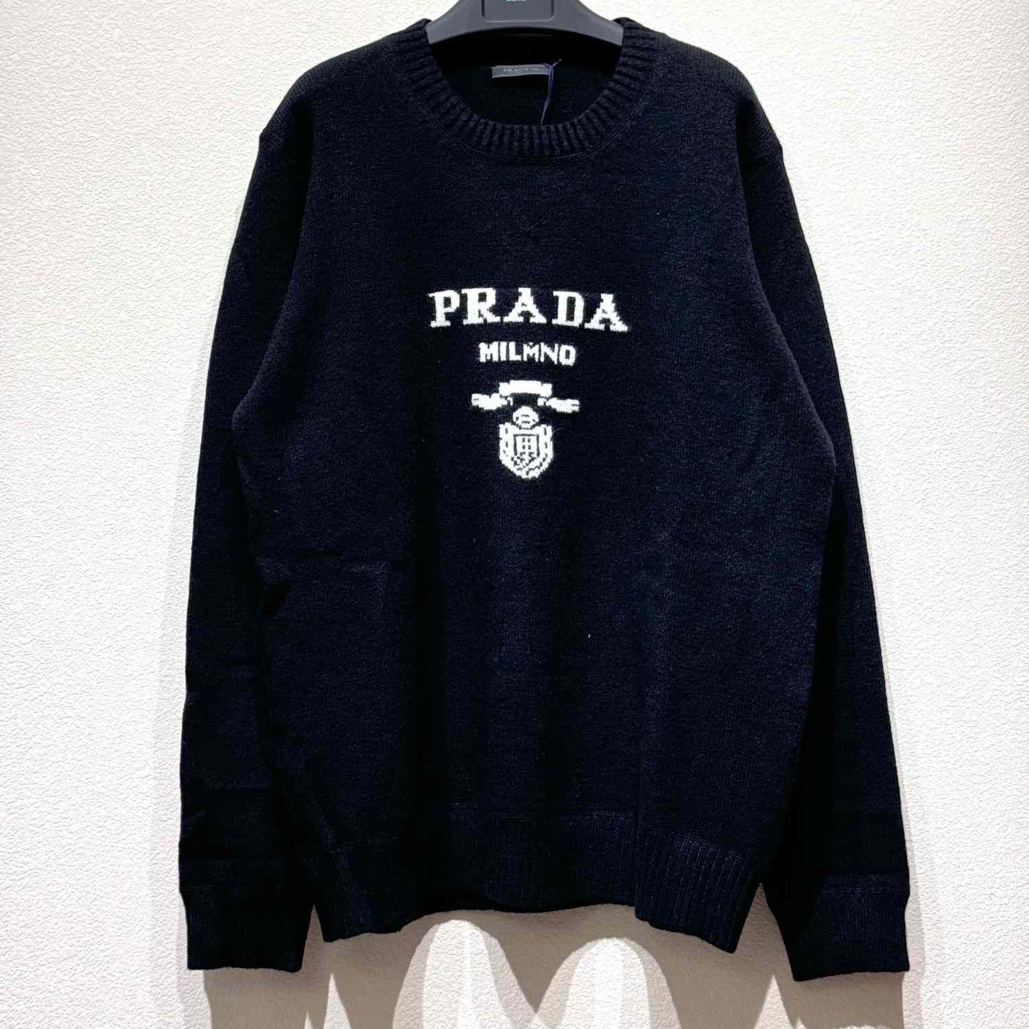 Prada Cashmere And Wool Prada Logo Crew-neck Sweater - EUR FASHION