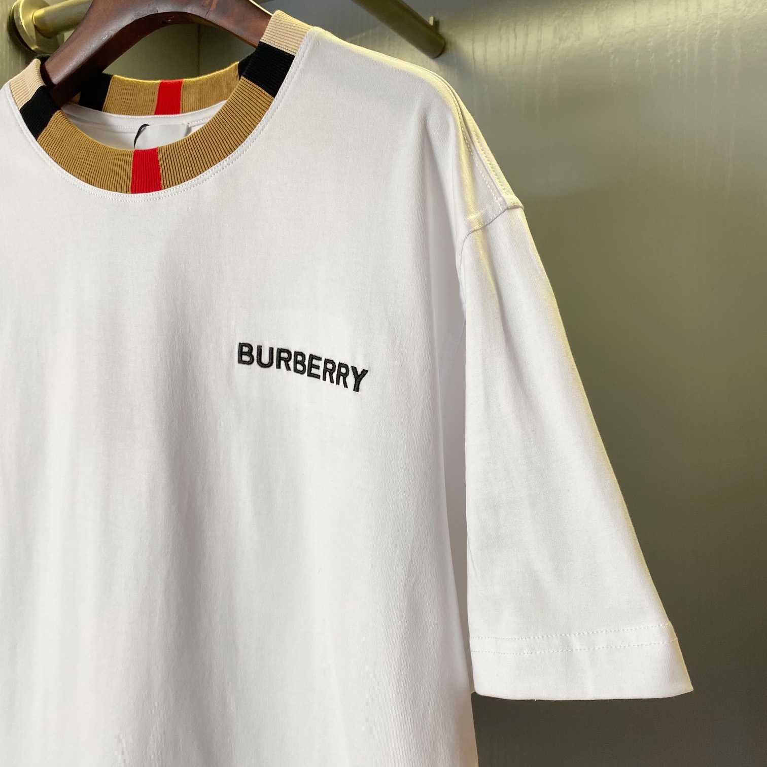 Burberry Icon Stripe Trim Cotton T-shirt - EUR FASHION