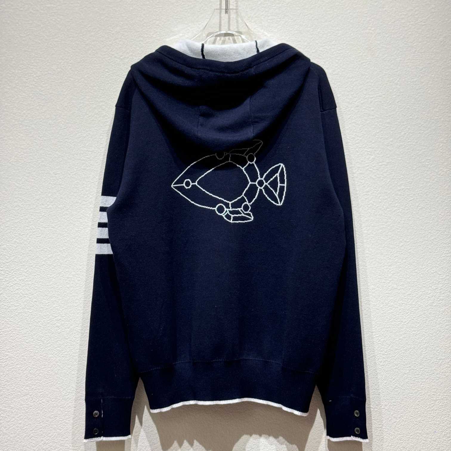 Thom Browne Fish Icon-intarsia Zip Hoodie - EUR FASHION