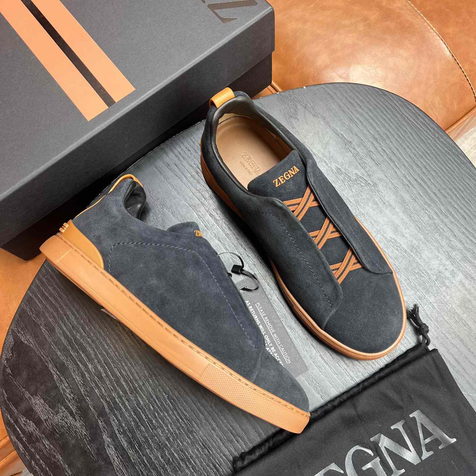 Zegna Black Suede Triple Stitch™ Sneakers - EUR FASHION