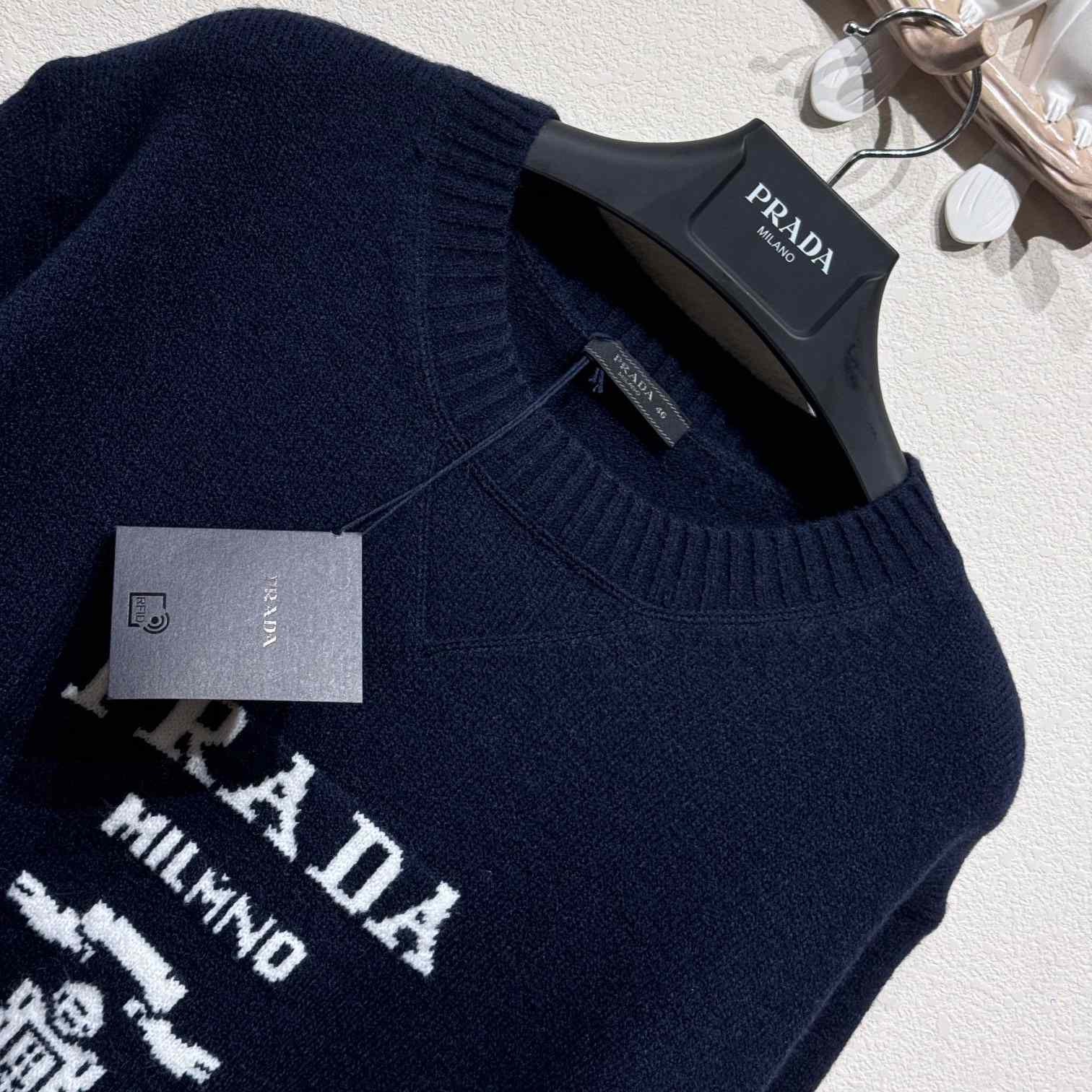 Prada Cashmere And Wool Prada Logo Crew-neck Sweater - EUR FASHION