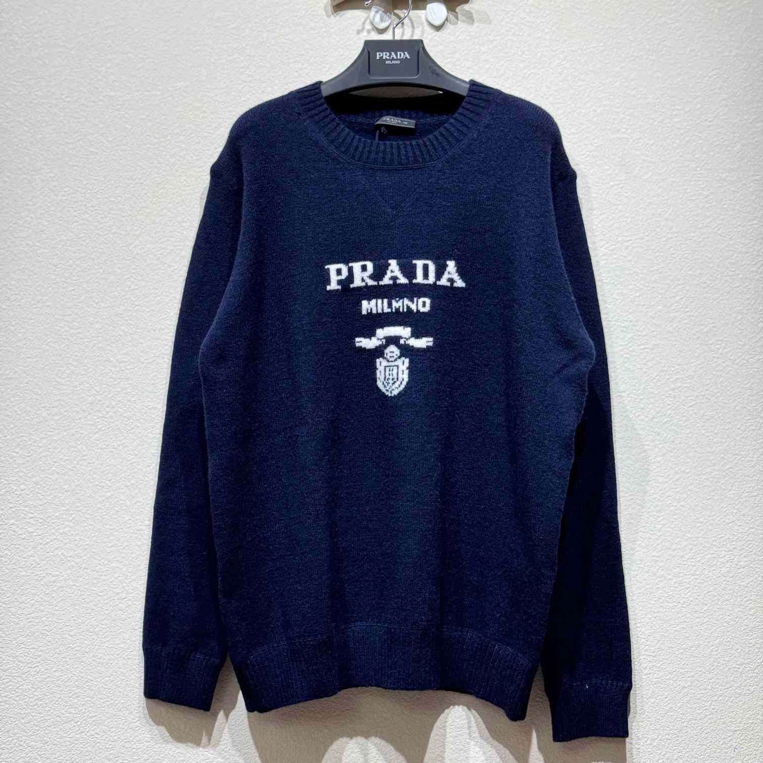 Prada Cashmere And Wool Prada Logo Crew-neck Sweater - EUR FASHION