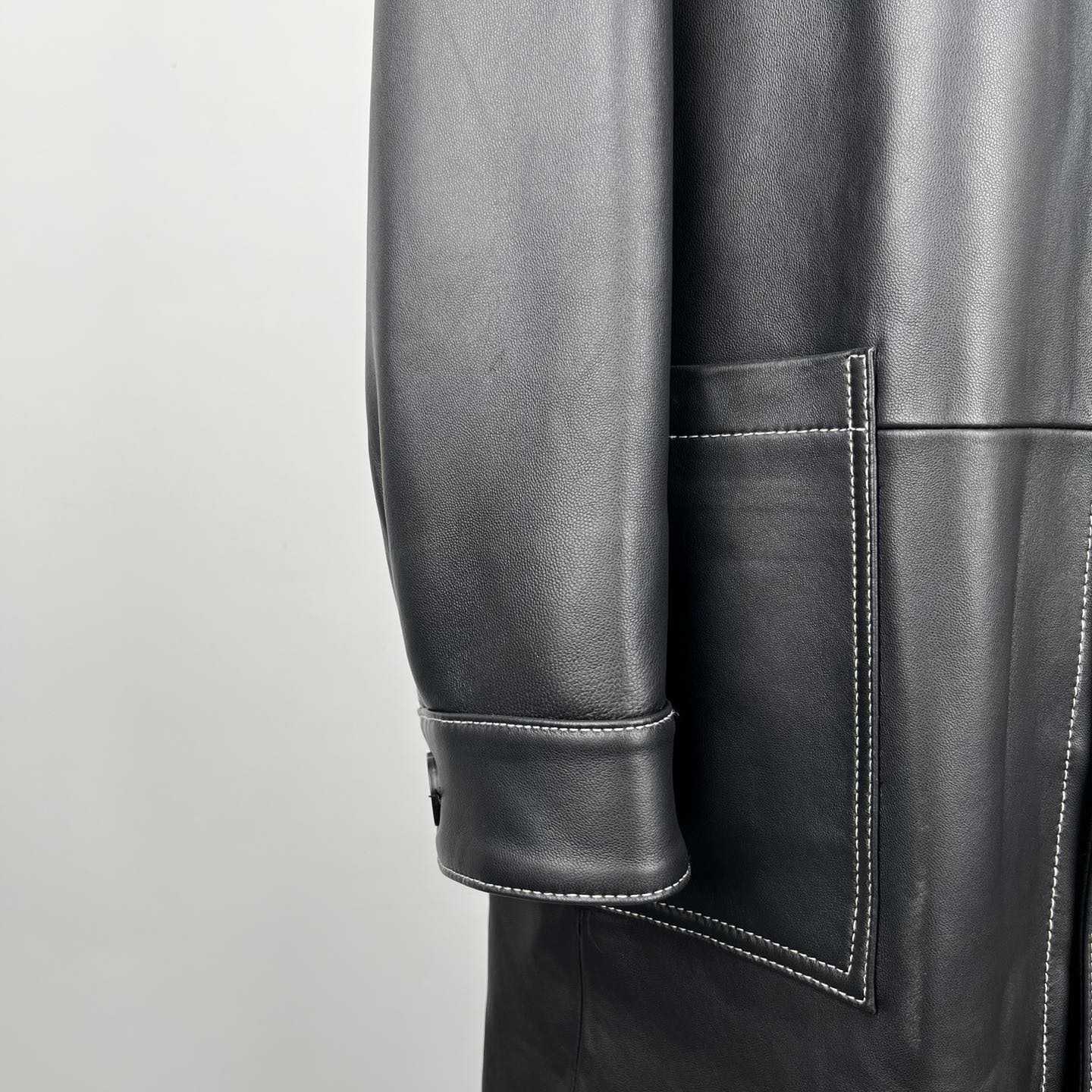 Fendi Black Leather Overcoat - EUR FASHION