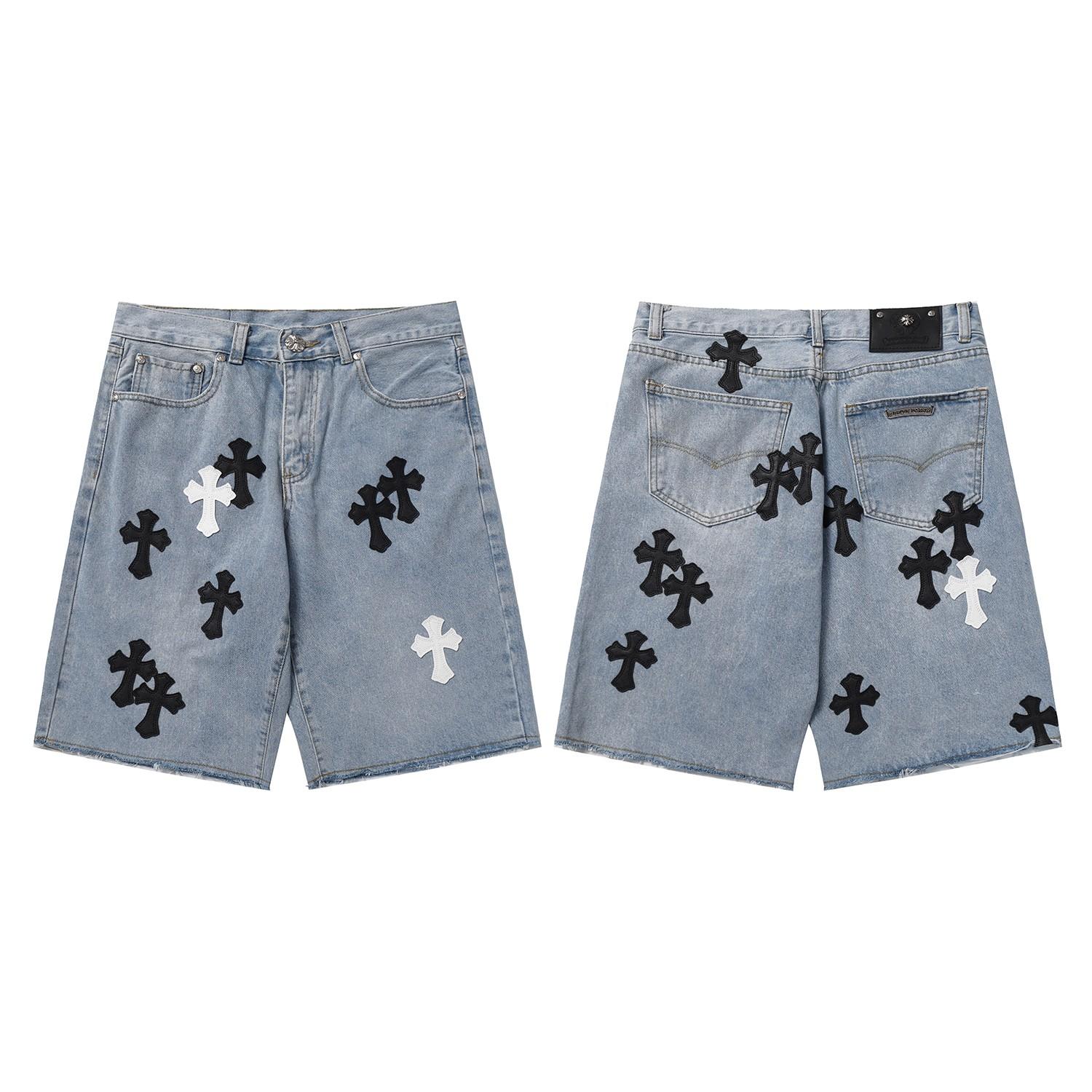 Chrome Hearts Cross Patch Denim Shorts - EUR FASHION