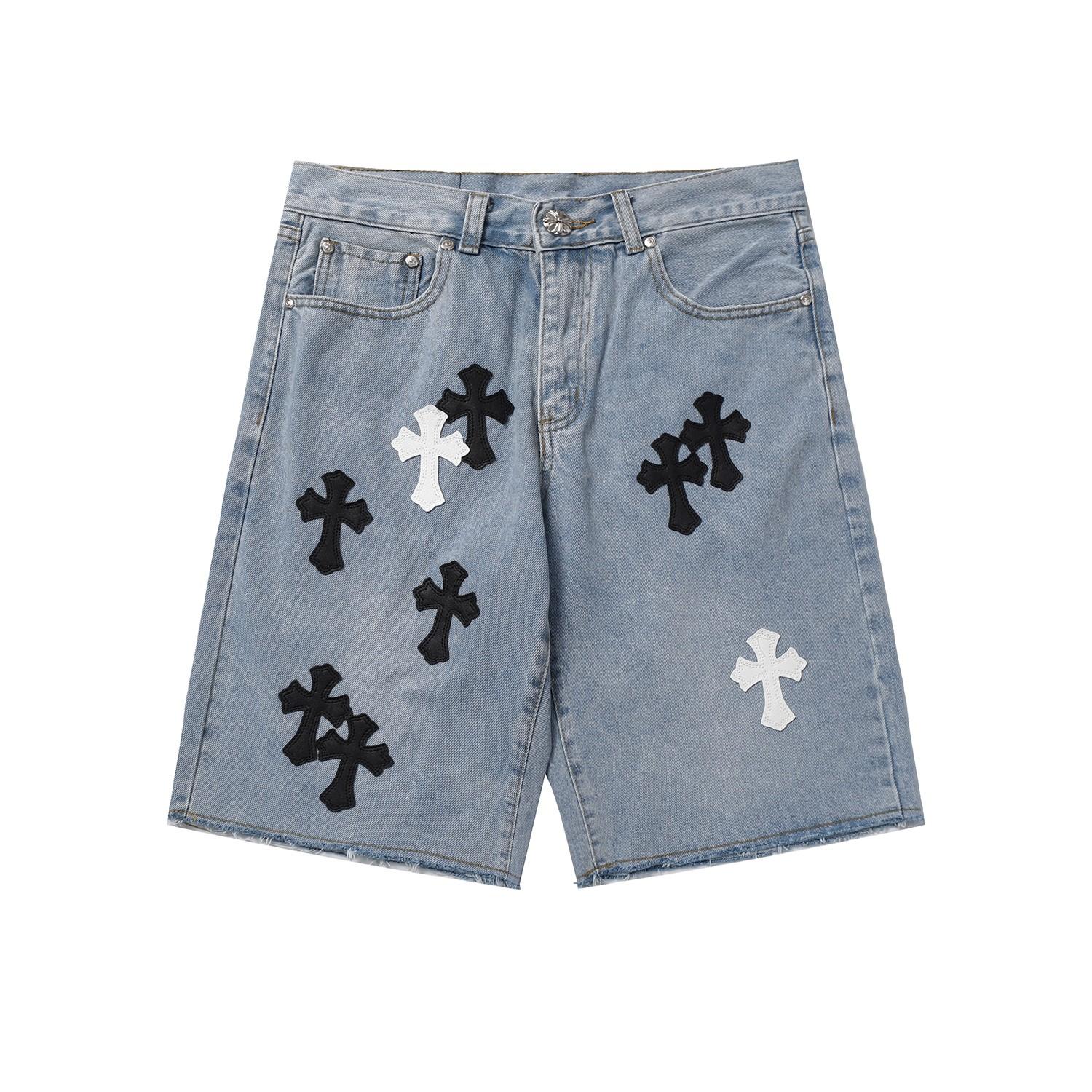 Chrome Hearts Cross Patch Denim Shorts - EUR FASHION