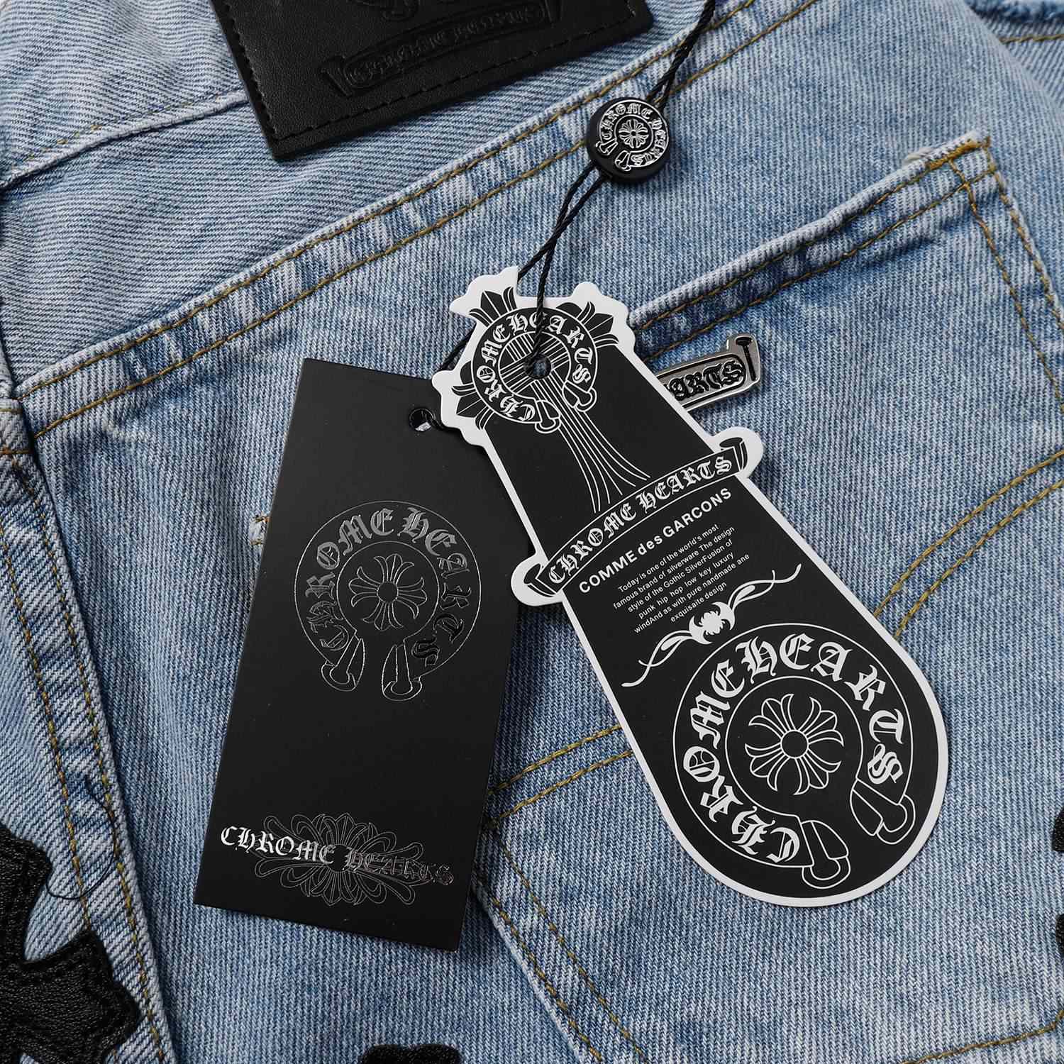 Chrome Hearts Cross Patch Denim Shorts - EUR FASHION