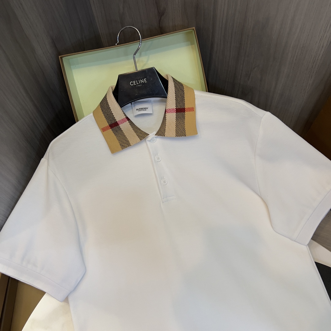 Burberry Check Collar Cotton Polo Shirt - EUR FASHION