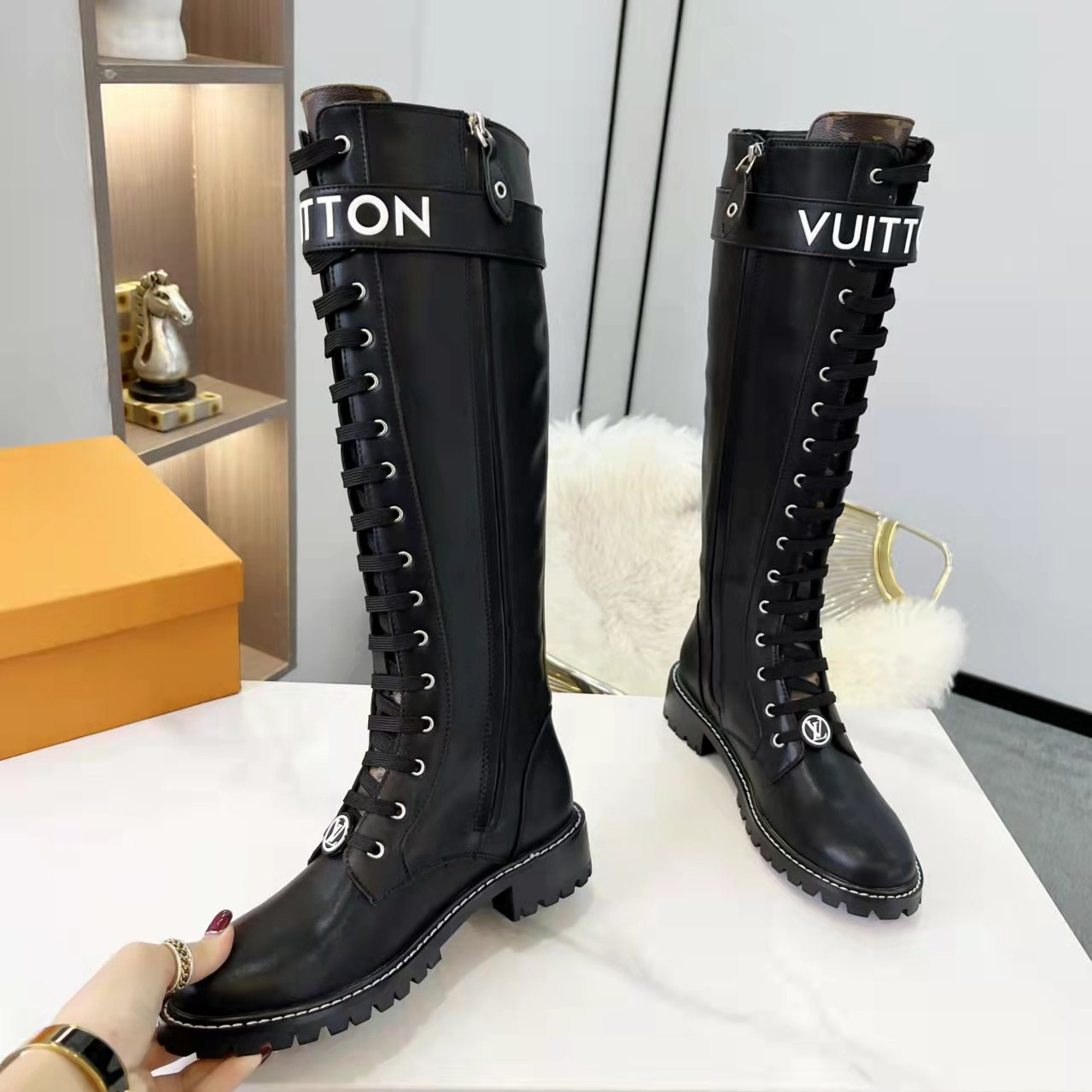 Louis Vuitton Territory Flat Higher Ranger Black Calf Leather LV Circle - EUR FASHION