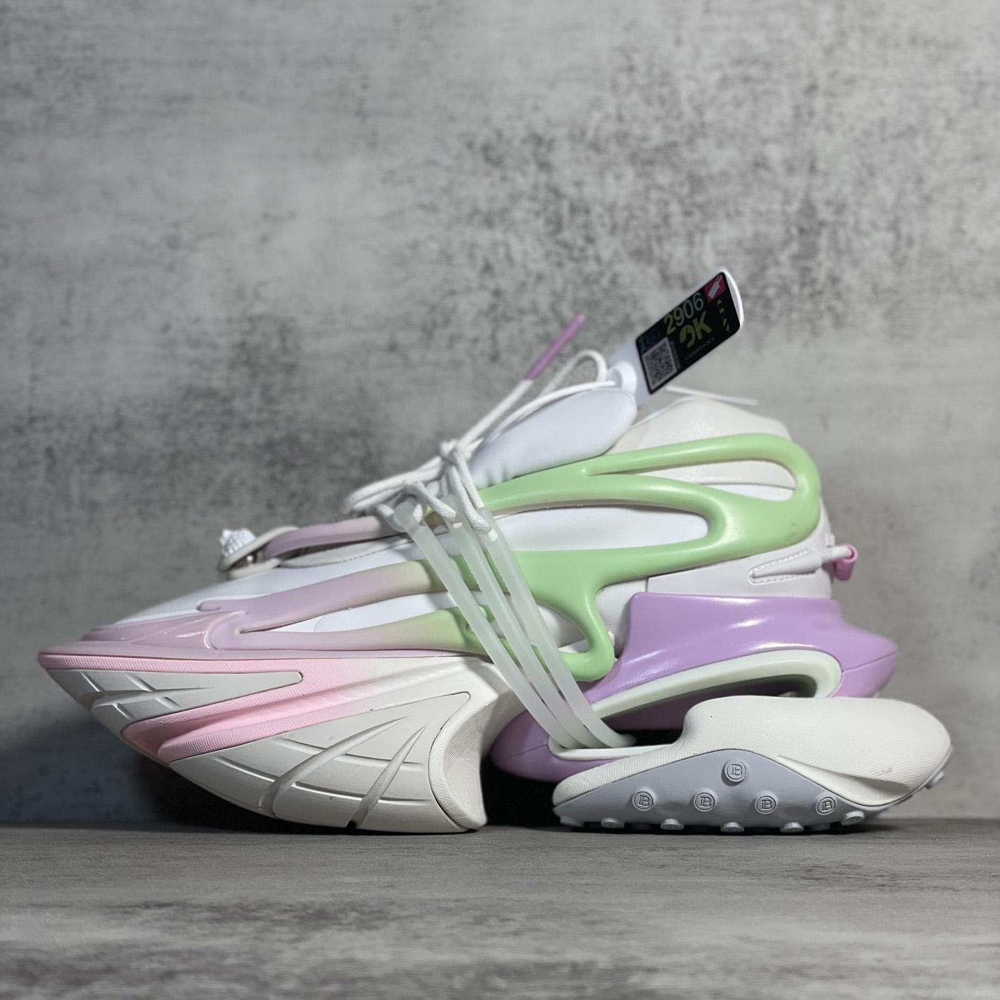 Balmain Pink Unicorn Panelled Sneakers - EUR FASHION