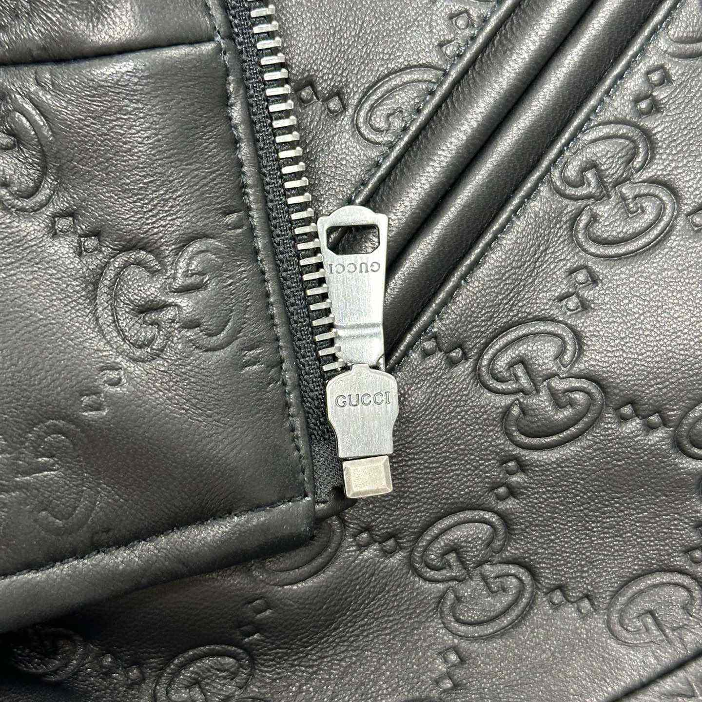 Gucci Embossed GG Leather Bomber Jacket  - EUR FASHION