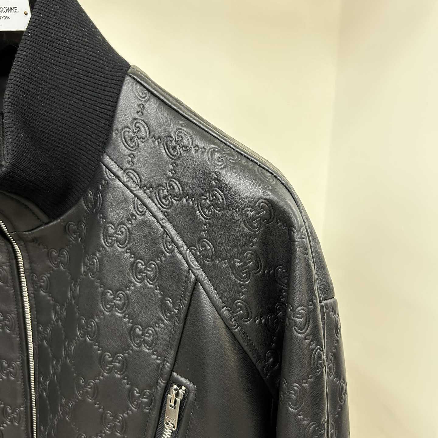 Gucci GG Embossed Bomber Jacket In Black - EUR FASHION