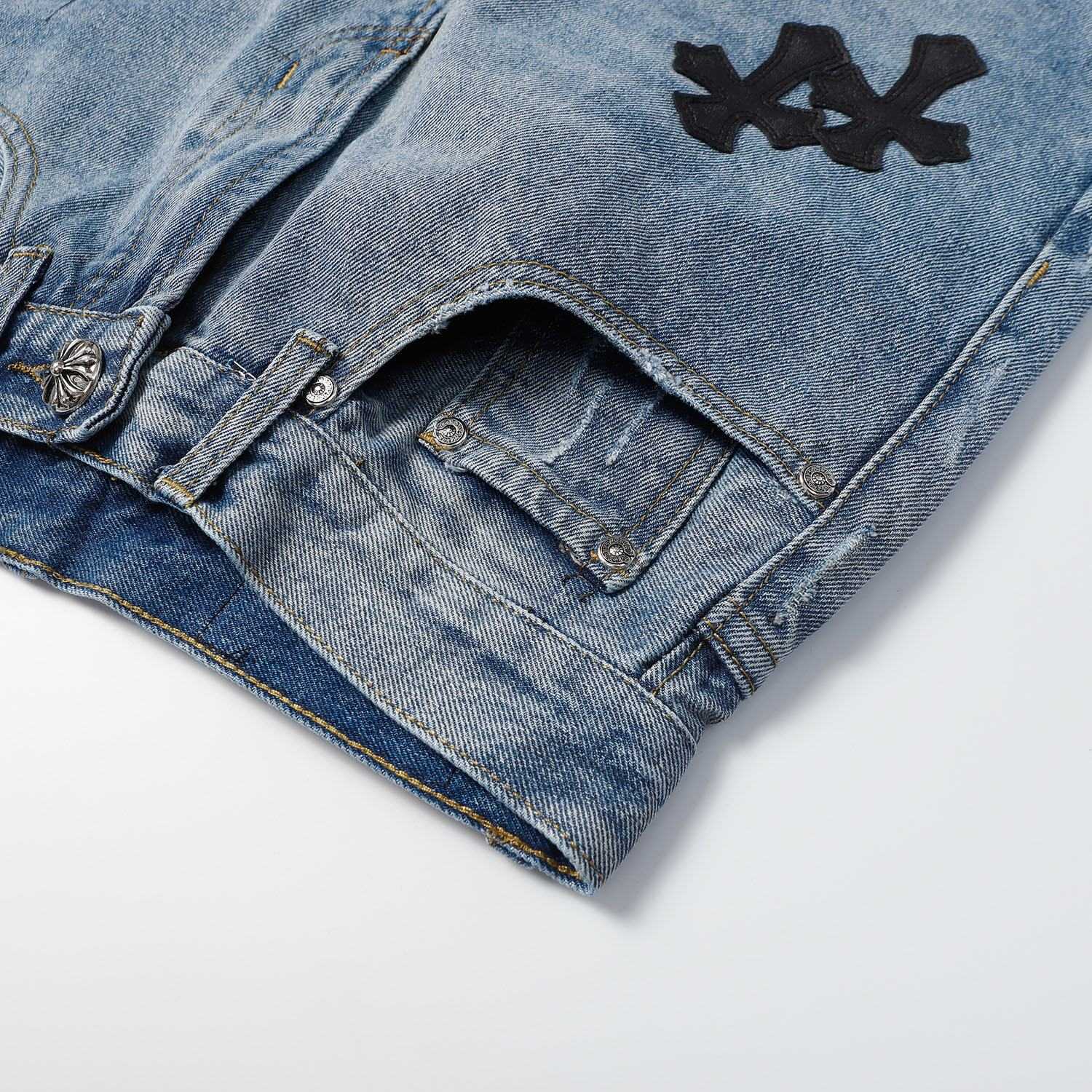 Chrome Hearts Cross Patch Denim Shorts - EUR FASHION