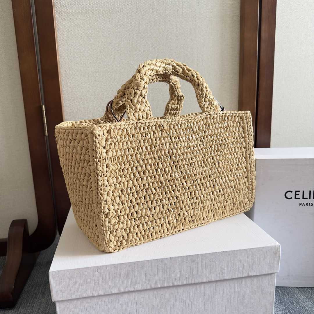 Celine Small Cabas Thais In Raffia And Calfskin - EUR FASHION