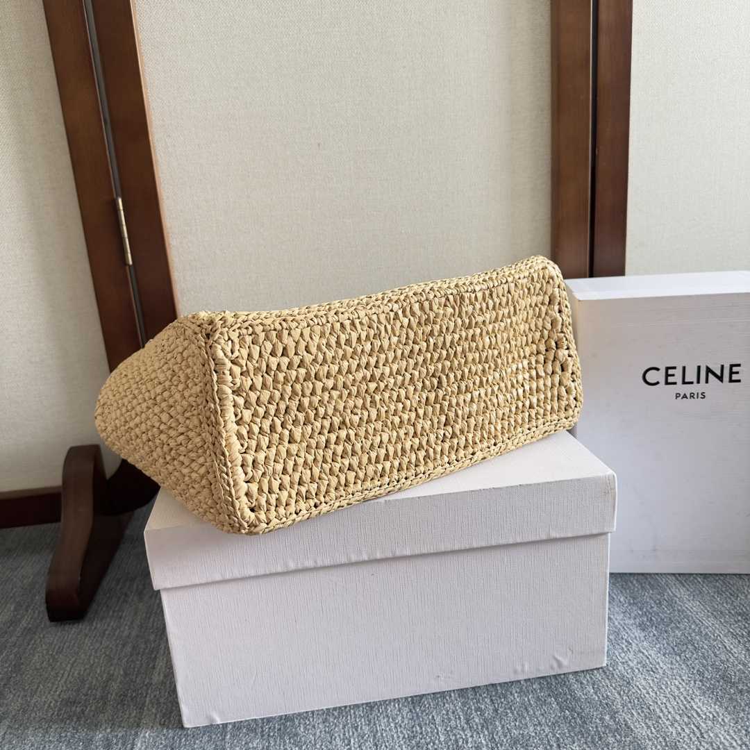 Celine Small Cabas Thais In Raffia And Calfskin - EUR FASHION