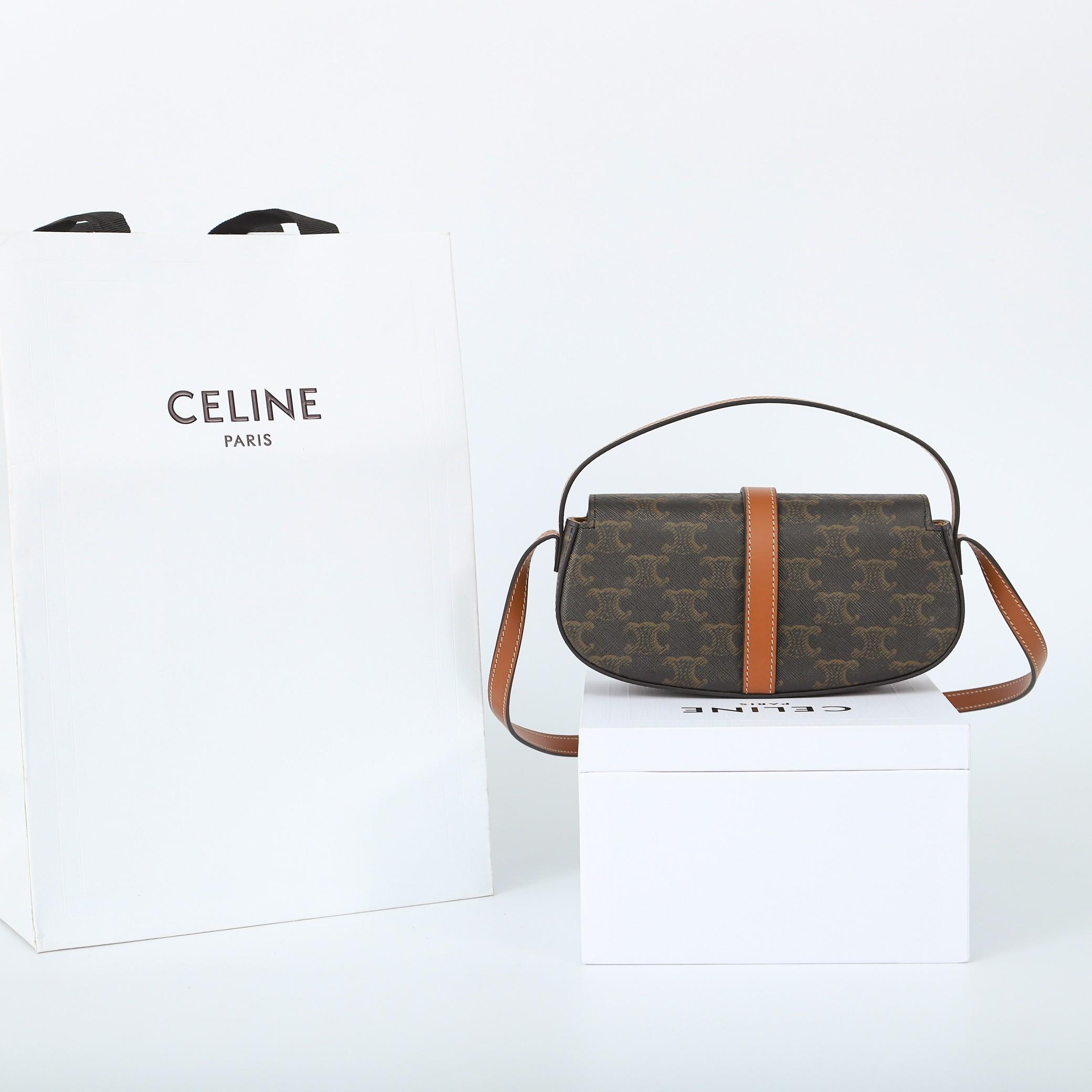 Celine Clutch On Strap Tabou In Triomphe Canvas And Calfskin - EUR FASHION