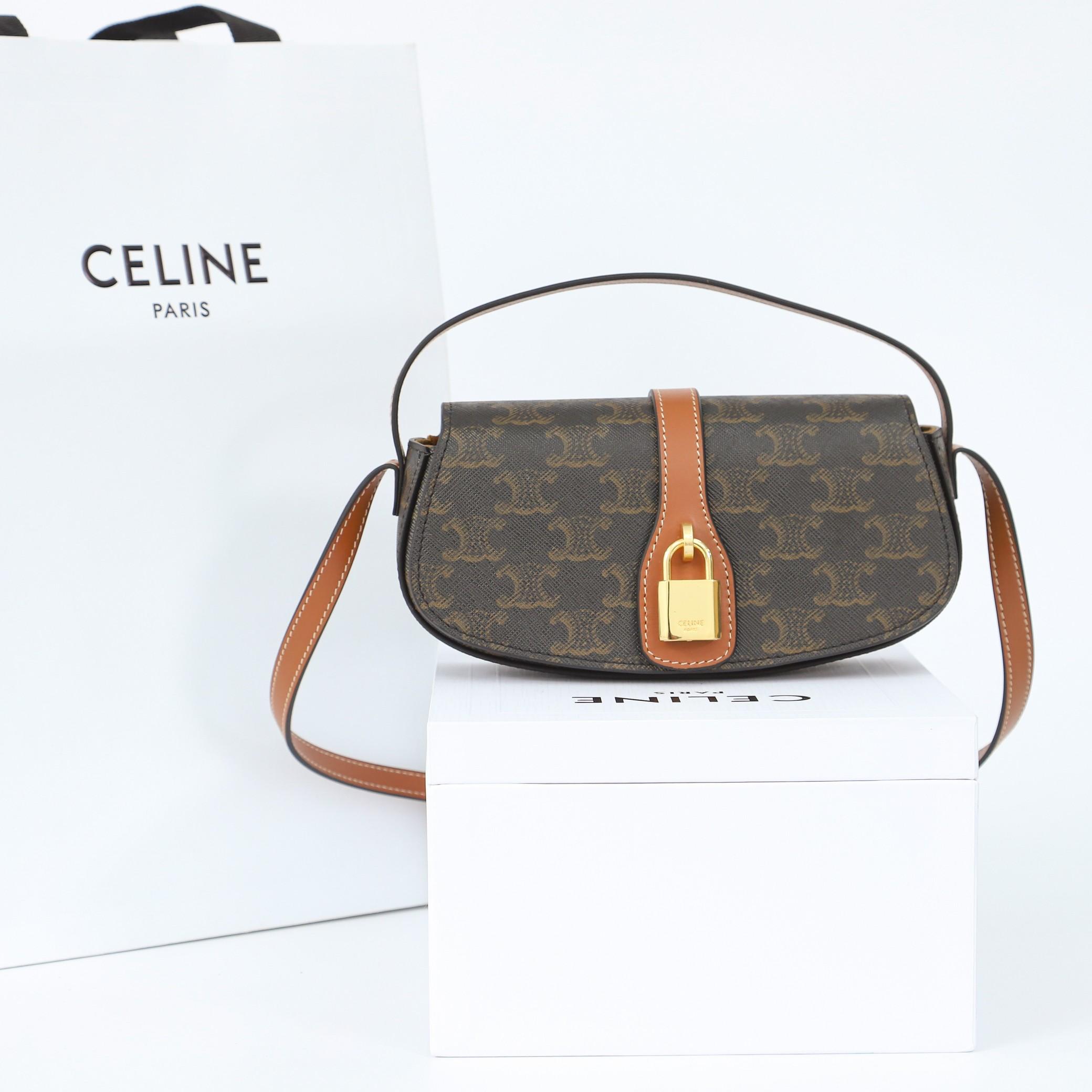 Celine Clutch On Strap Tabou In Triomphe Canvas And Calfskin - EUR FASHION