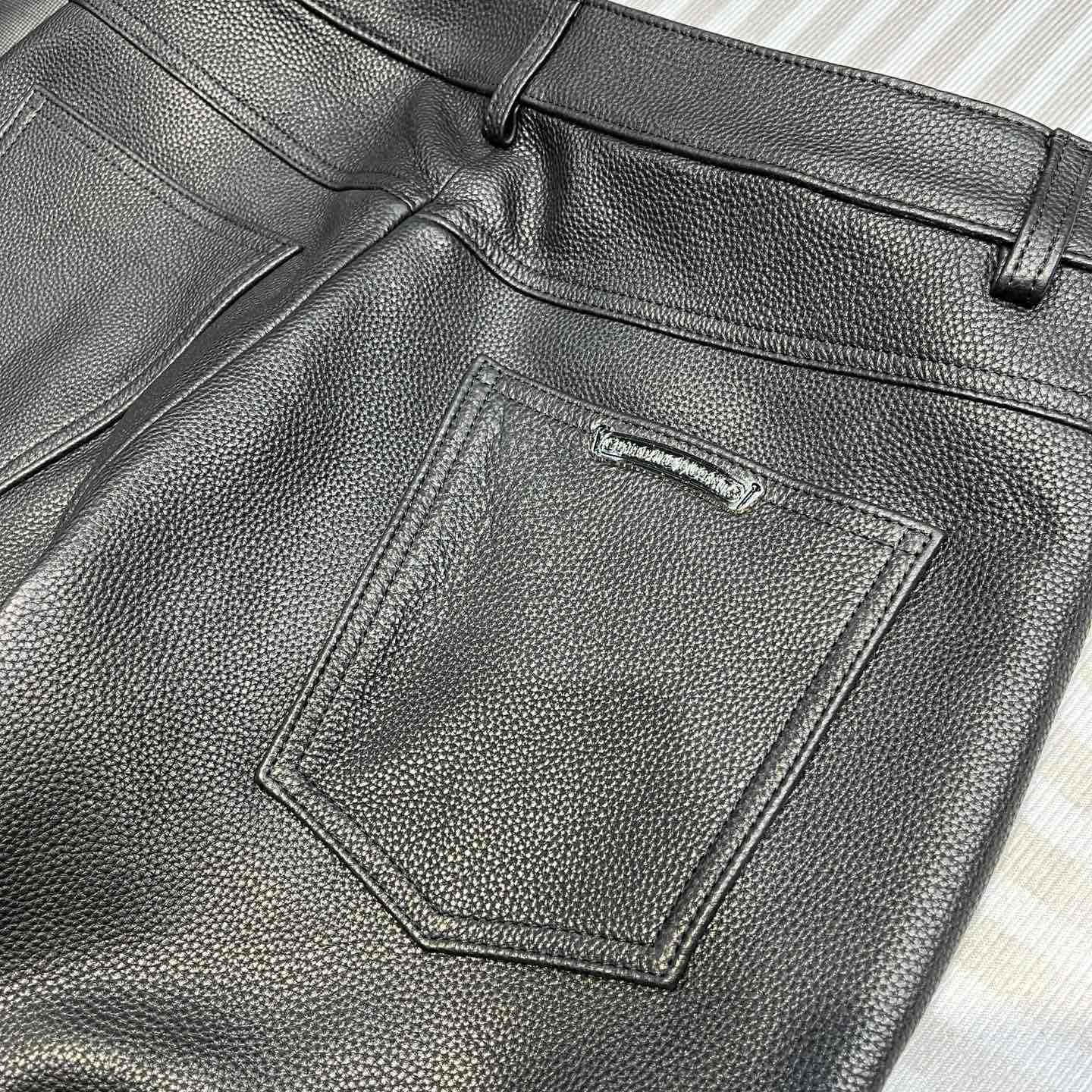 Chrome Heart Cross Patch Leather Pants - EUR FASHION