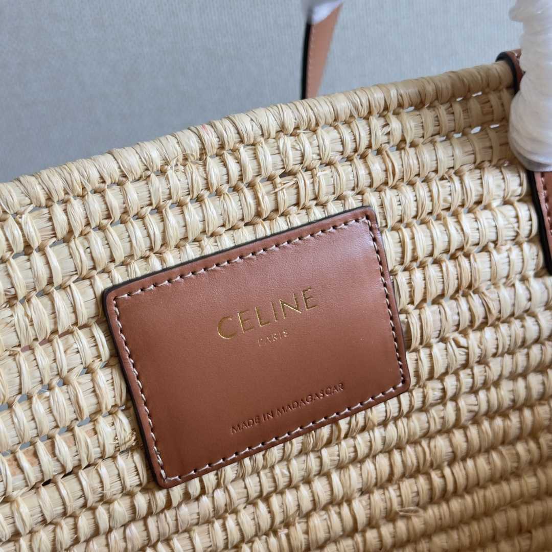 Celine Classic Panier Medium Braided Triomphe In Raffia And Calfskin - EUR FASHION