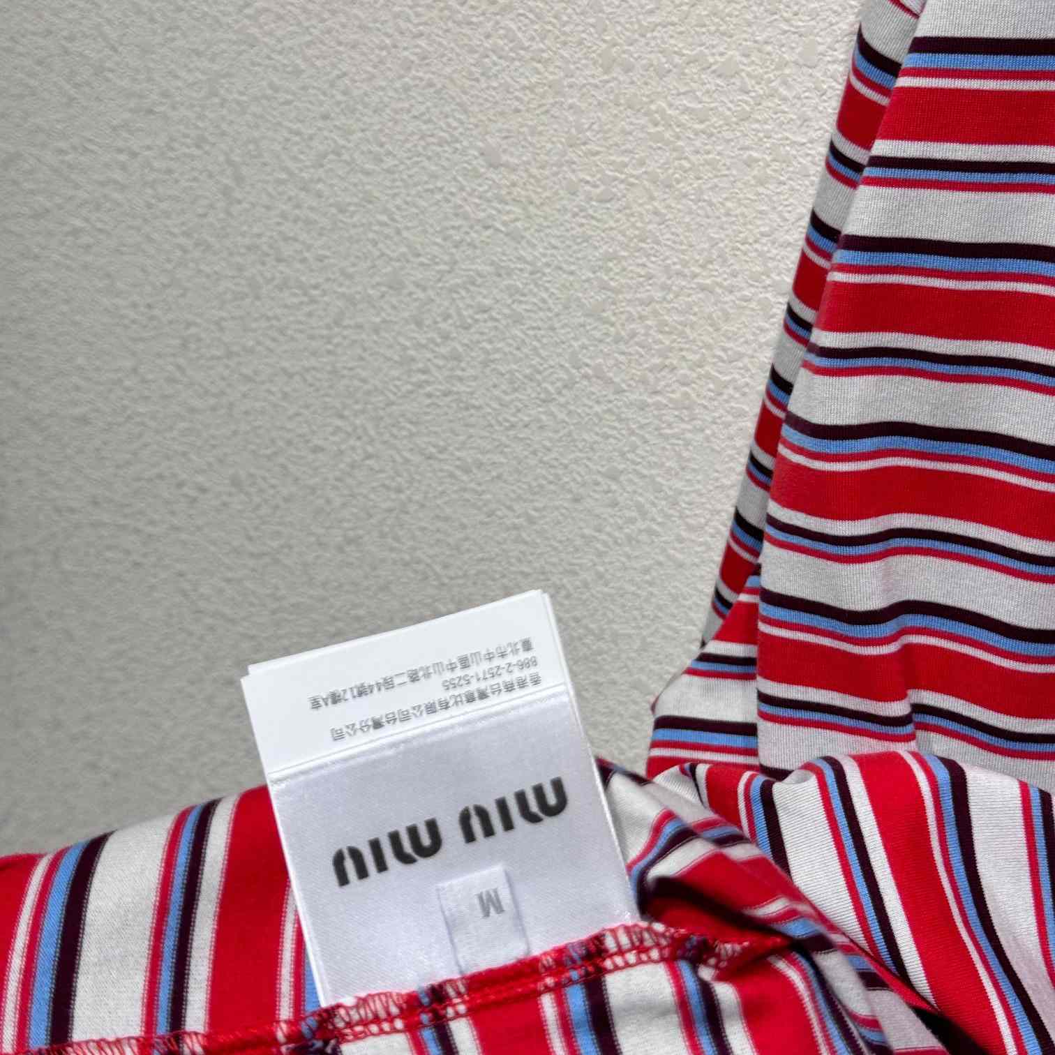 Miu Miu Striped Cotton T-shirt - EUR FASHION