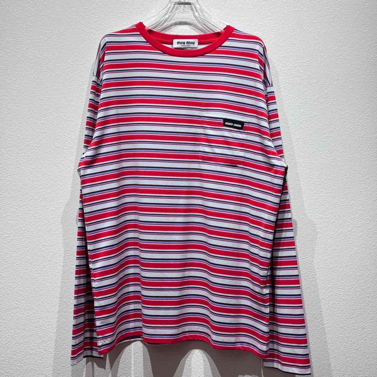 Miu Miu Striped Cotton T-shirt - EUR FASHION