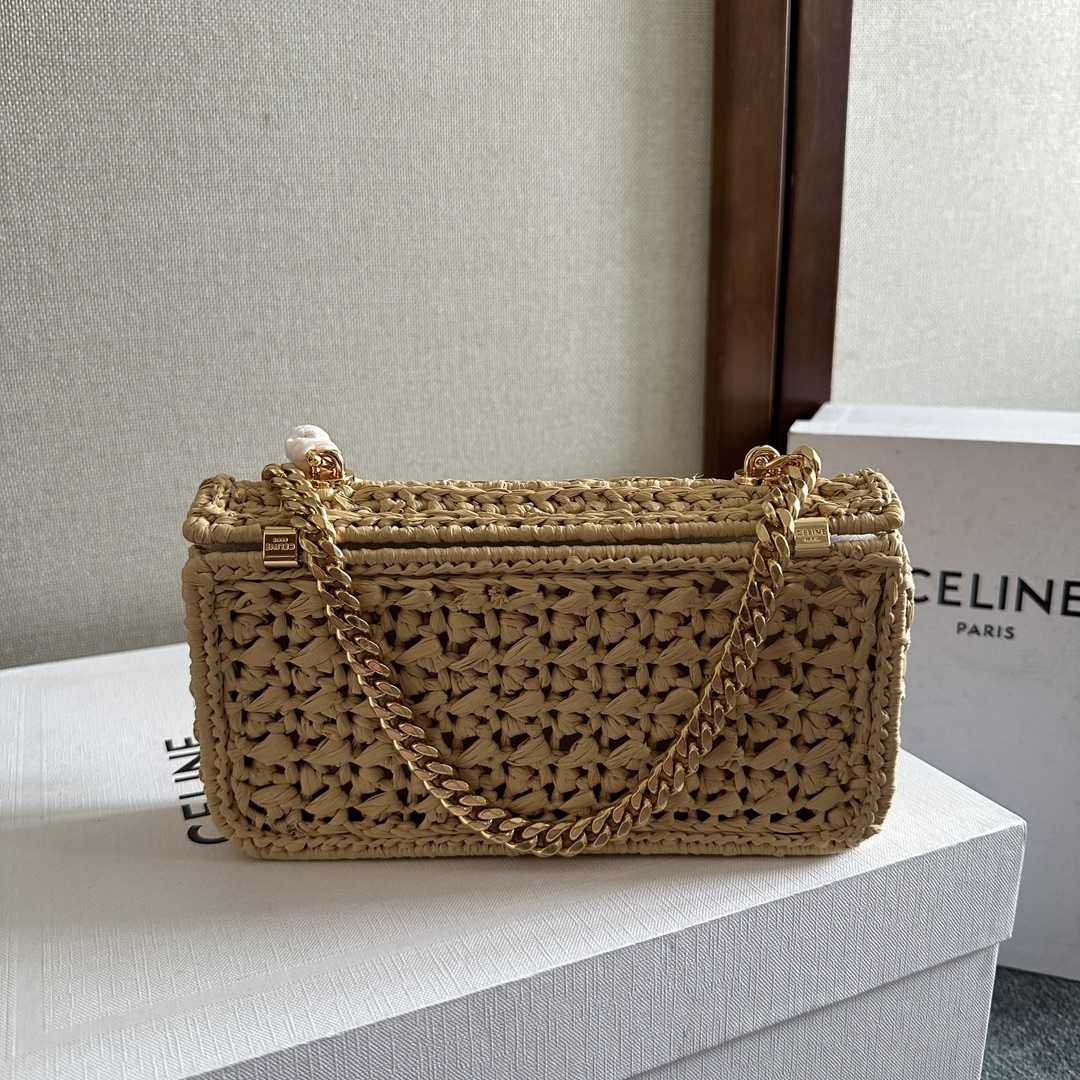 Celine Chain Shoulder Bag Claude In Raffia Effect Textile - EUR FASHION