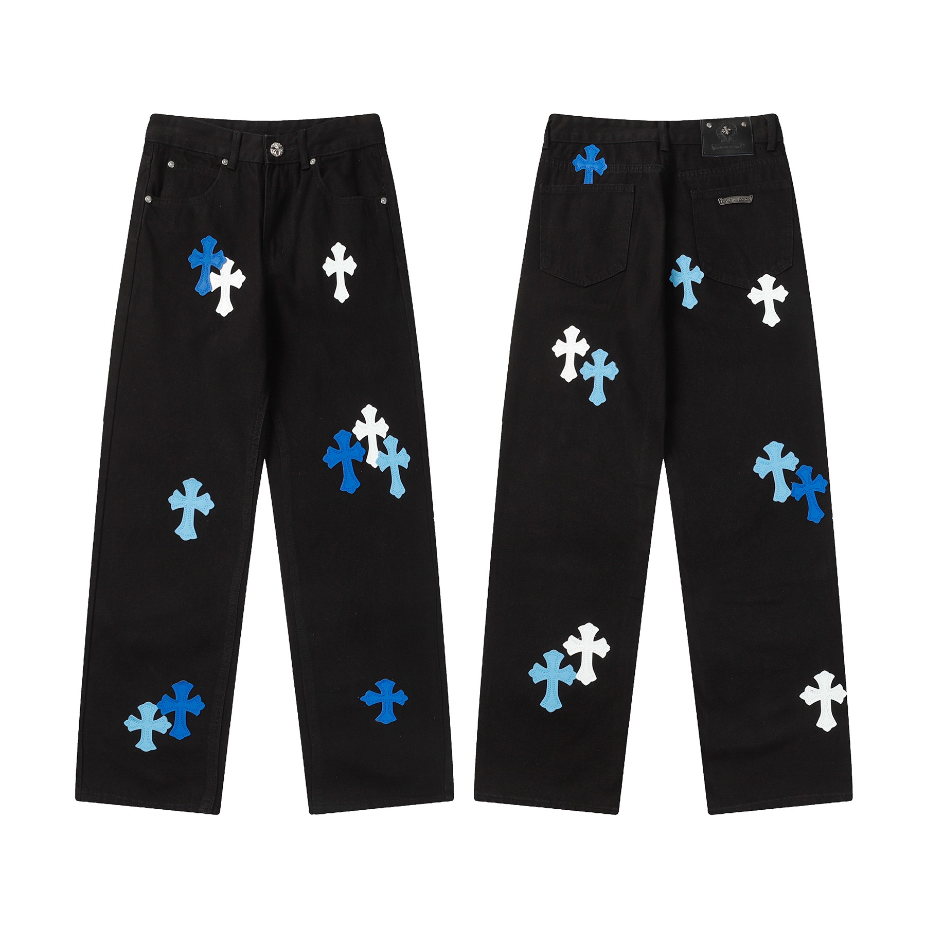 Chrome Heart Cross Patch Jeans - EUR FASHION