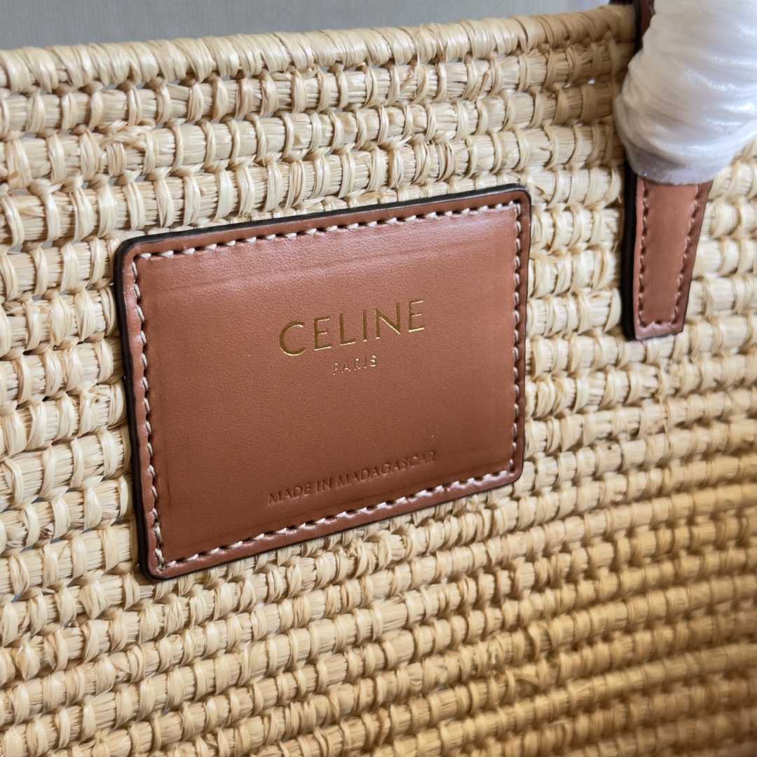 Celine Classic Panier Small Braided Triomphe In Raffia And Calfskin - EUR FASHION