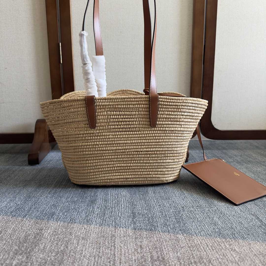 Celine Classic Panier Small Braided Triomphe In Raffia And Calfskin - EUR FASHION