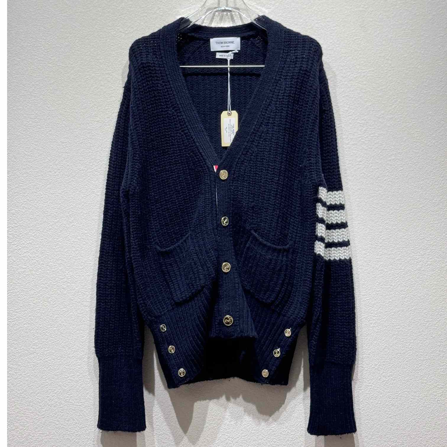 Thom Browne 4-Bar Oversize Wool Cardigan - EUR FASHION