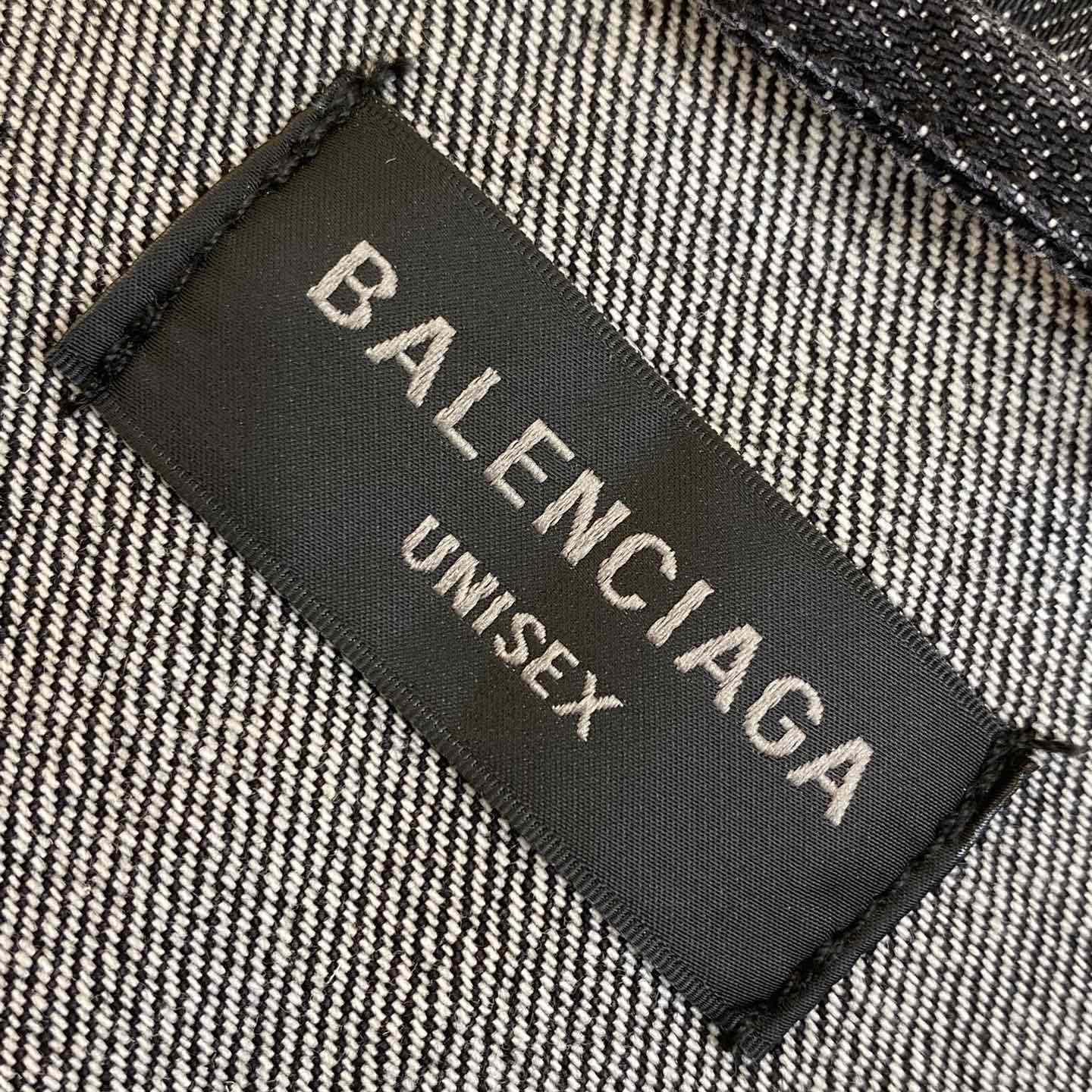 Balenciaga Logo Rhinestone Embellished Denim Jacket - EUR FASHION