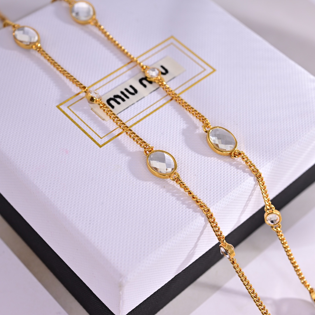 Miu Miu Metal Necklace With Crystals - EUR FASHION