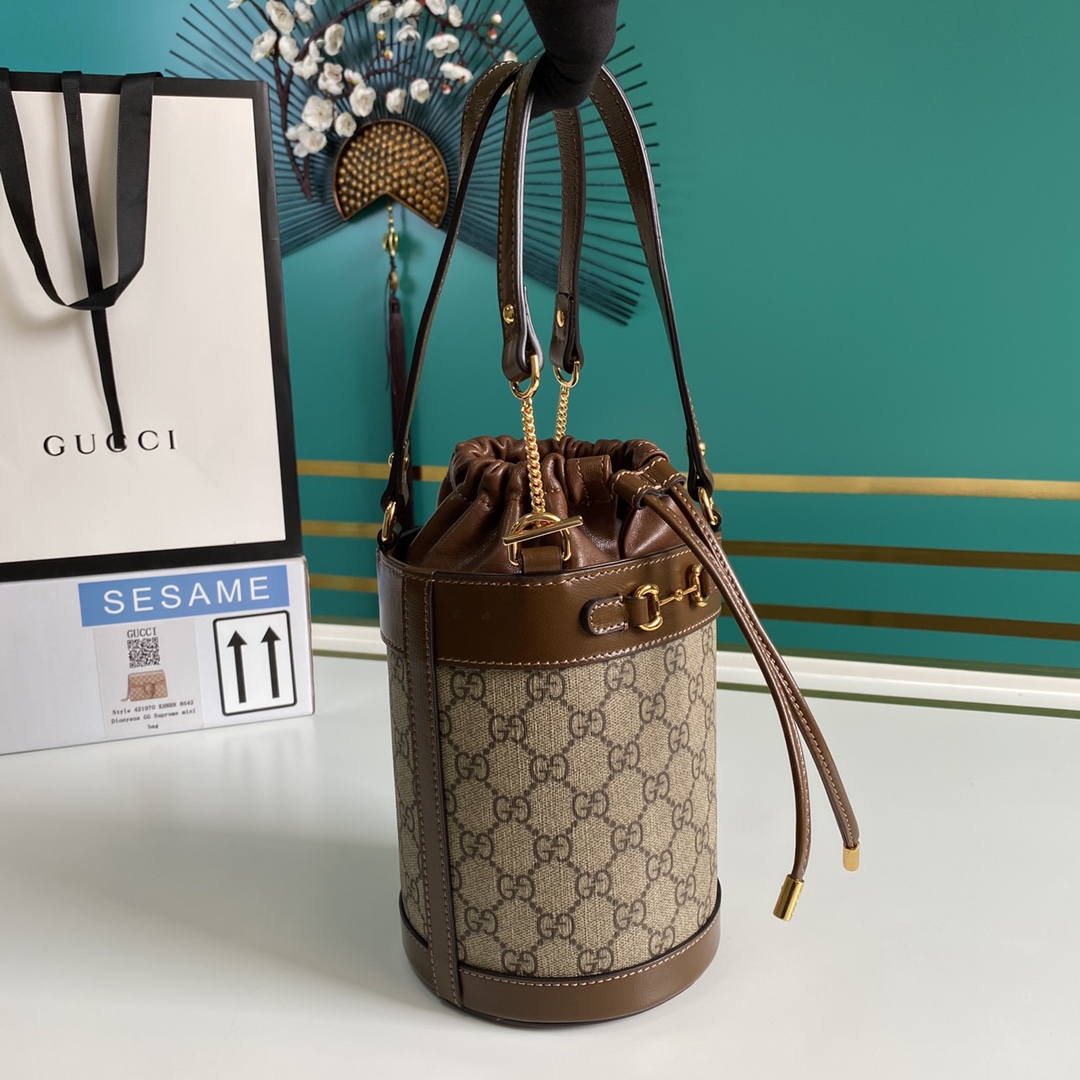 Gucci Horsebit 1955 Small Bucket Bag 'Beige'  (16-14-14cm) - EUR FASHION