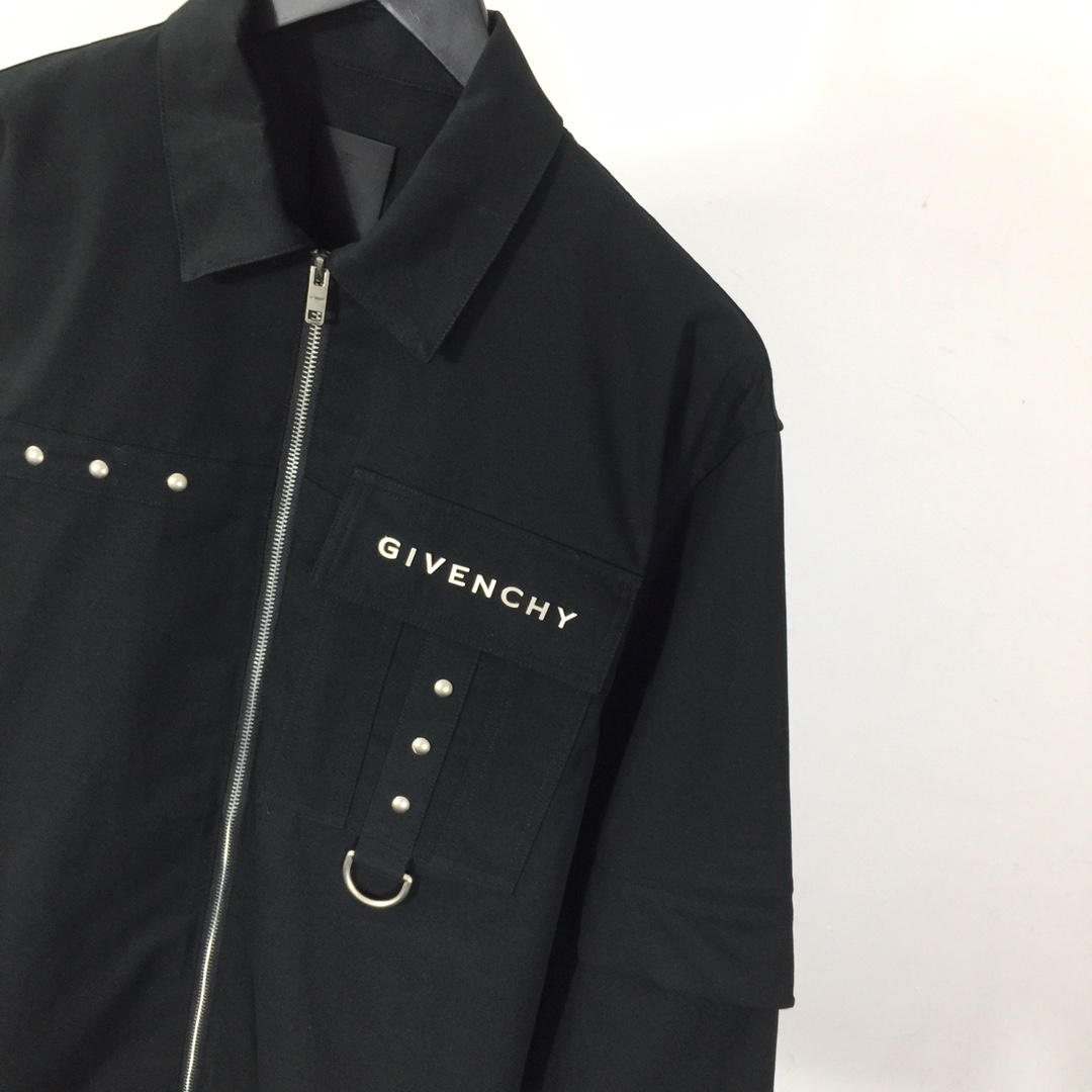 Givenchy Men's Black D-ring Zipped Shirt - EUR FASHION