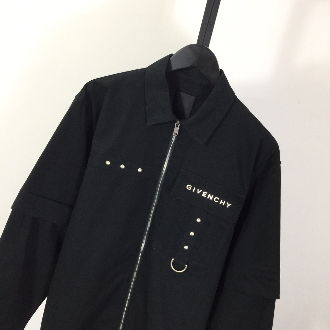 Givenchy Men's Black D-ring Zipped Shirt - EUR FASHION