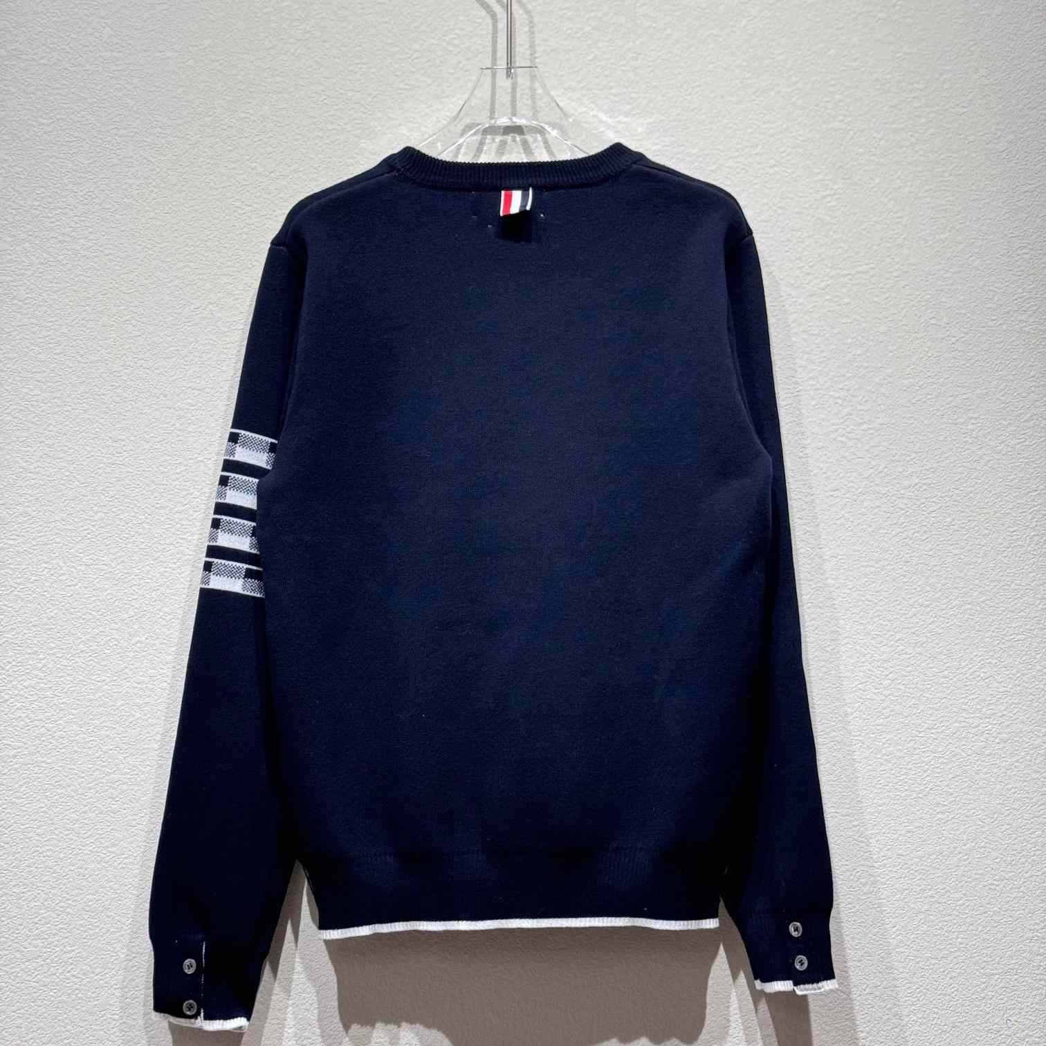 Thom Browne Cotton Crepe Buffalo Check Jacquard Hector Icon Crewneck 4-bar Pullover - EUR FASHION