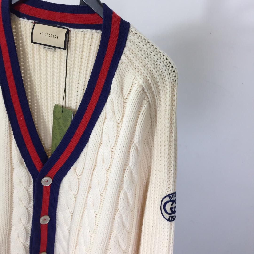 Gucci Cable Wool Knit Cardigan With Web - EUR FASHION