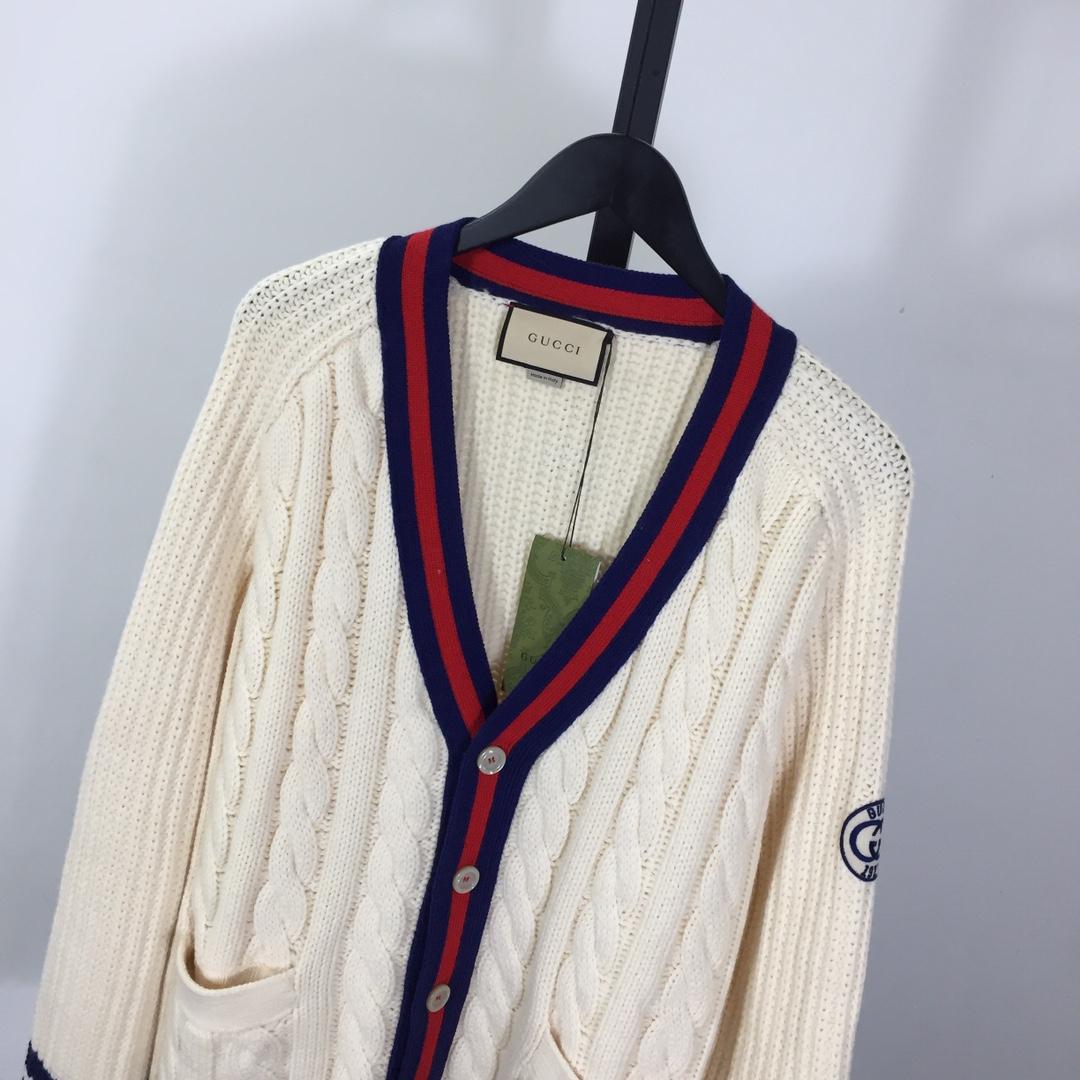 Gucci Cable Wool Knit Cardigan With Web - EUR FASHION