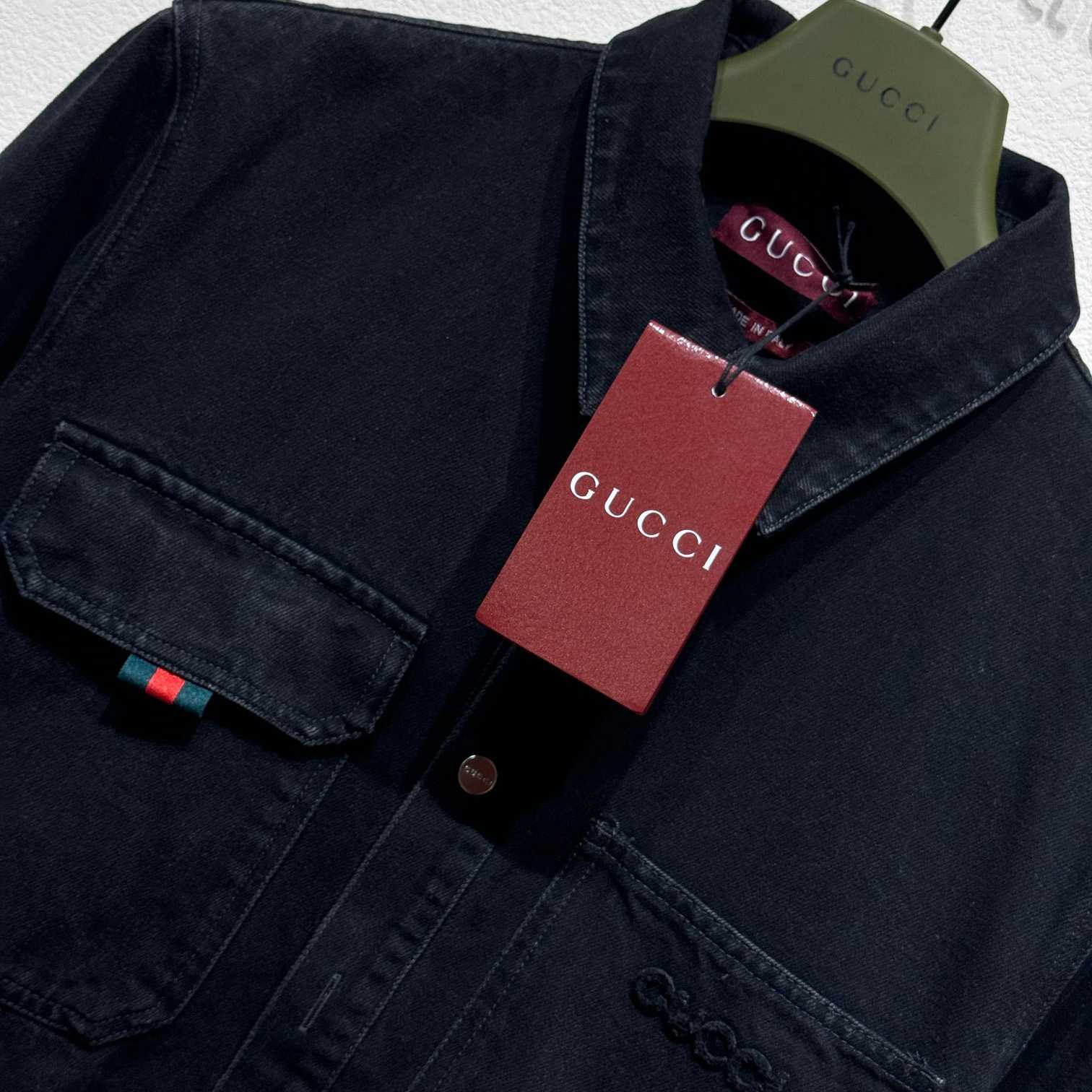 Gucci Denim Shirt With Gucci Embroidery - EUR FASHION