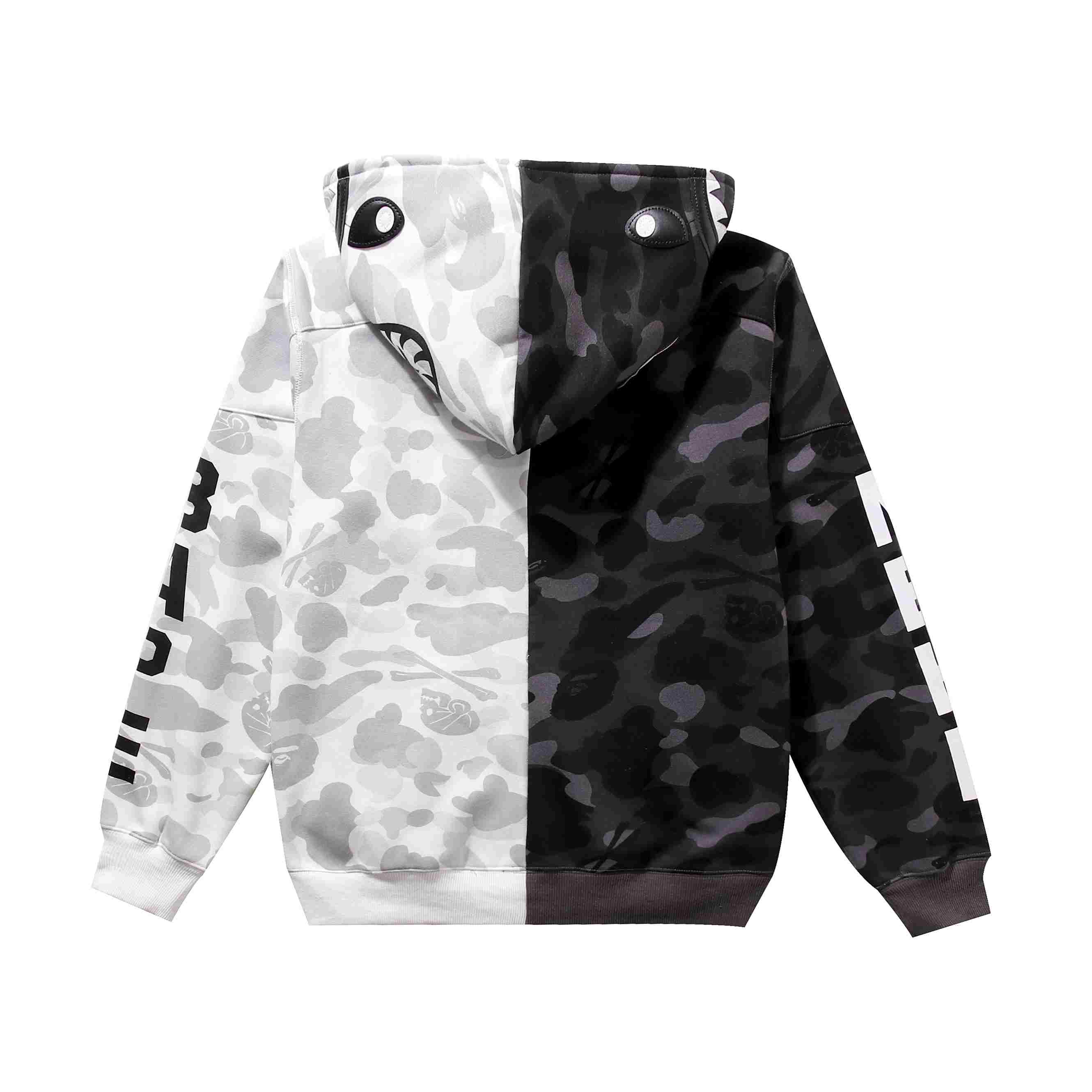 Bape x Neighborhood Split Camo Shark Full Zip Hoodie - EUR FASHION