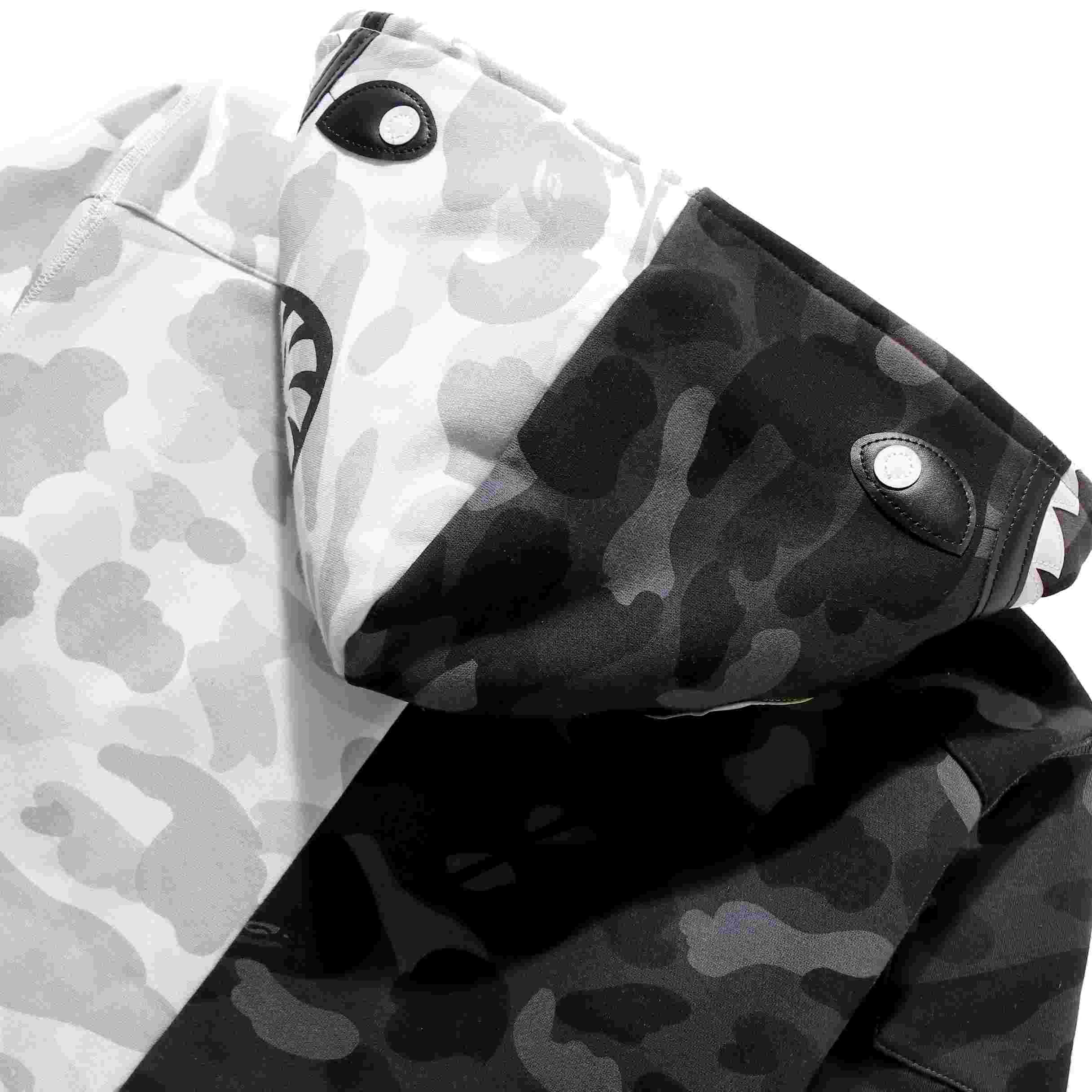 Bape x Neighborhood Split Camo Shark Full Zip Hoodie - EUR FASHION