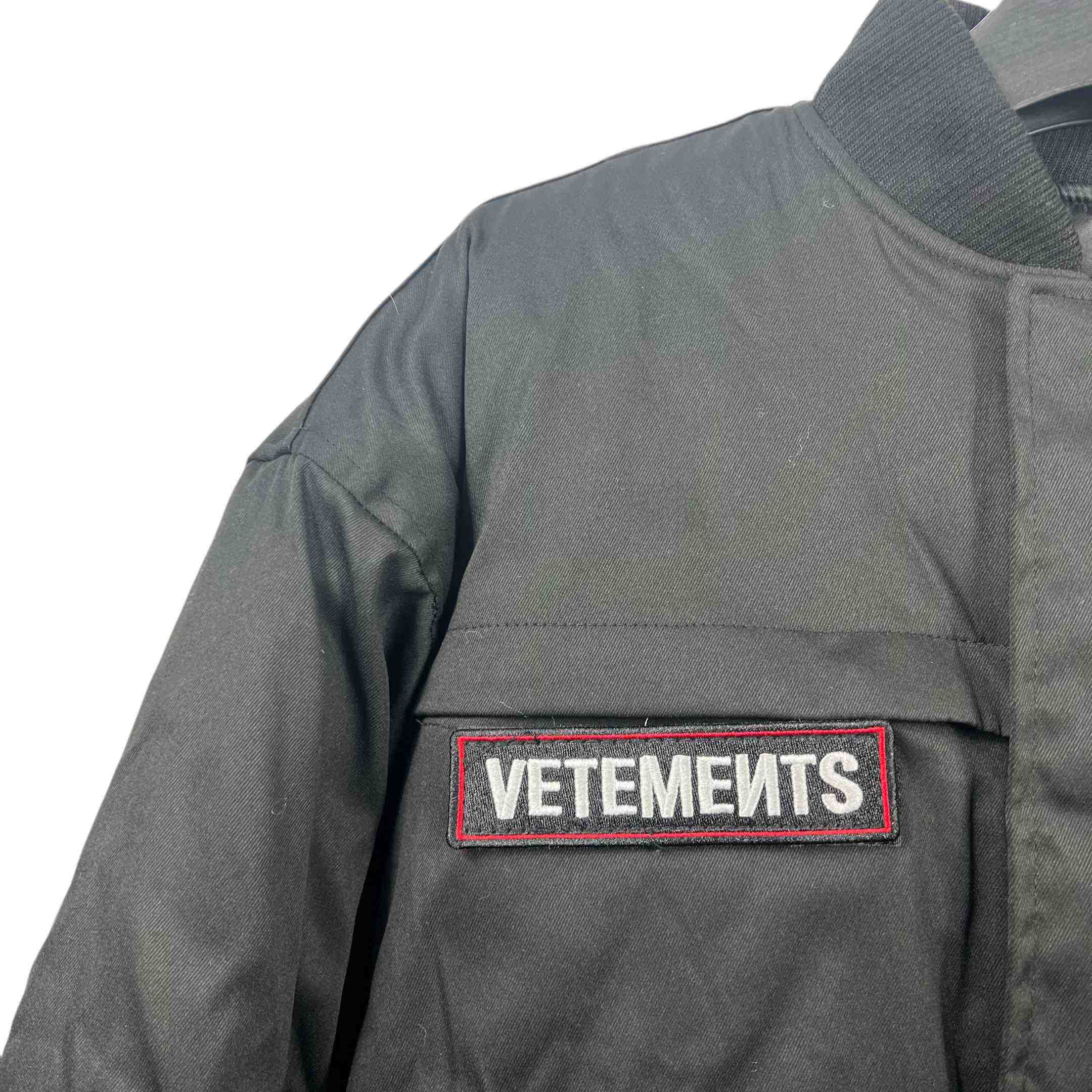 Vetements Black Cotton Patchwork Bomber Jacket - EUR FASHION