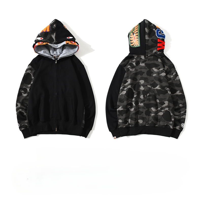 Bape Color Camo Tiger Shark Full Zip Double Hoodie - EUR FASHION