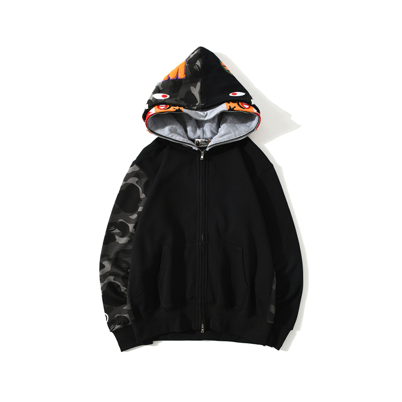 Bape Color Camo Tiger Shark Full Zip Double Hoodie - EUR FASHION