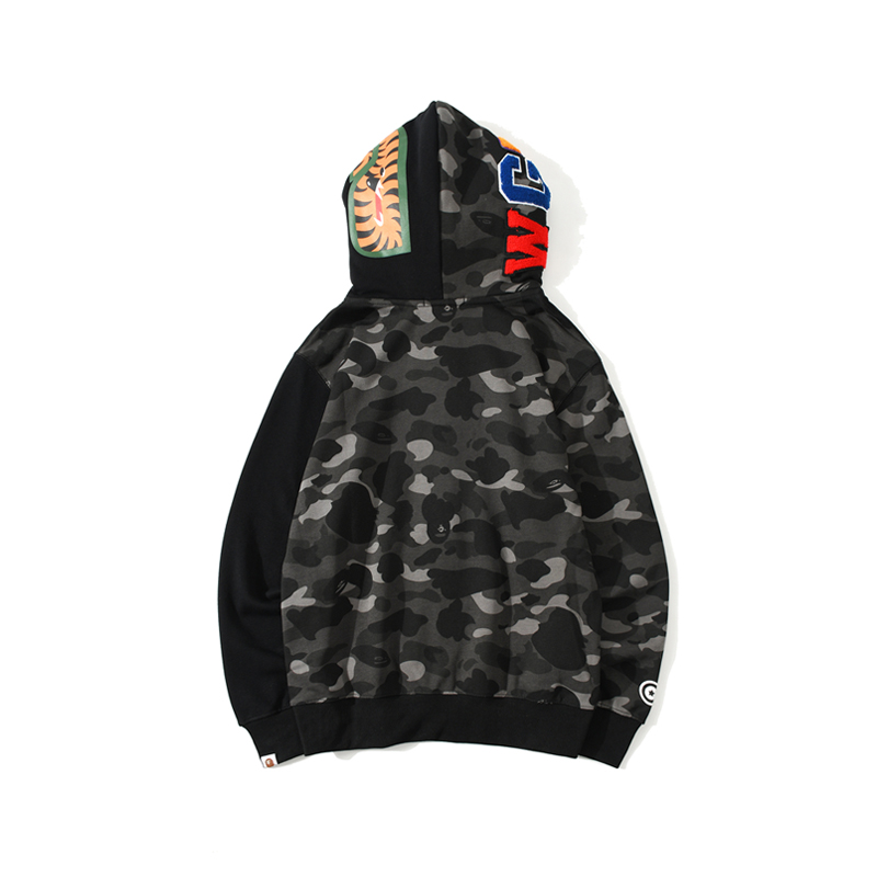 Bape Color Camo Tiger Shark Full Zip Double Hoodie - EUR FASHION