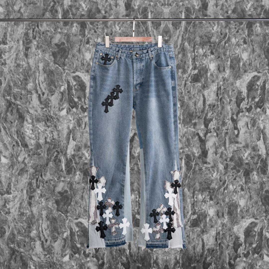 Chrome Heart Cross Patch Jeans - EUR FASHION