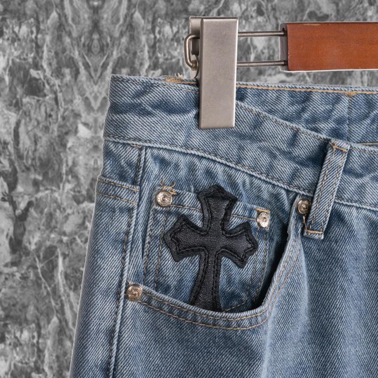 Chrome Heart Cross Patch Jeans - EUR FASHION