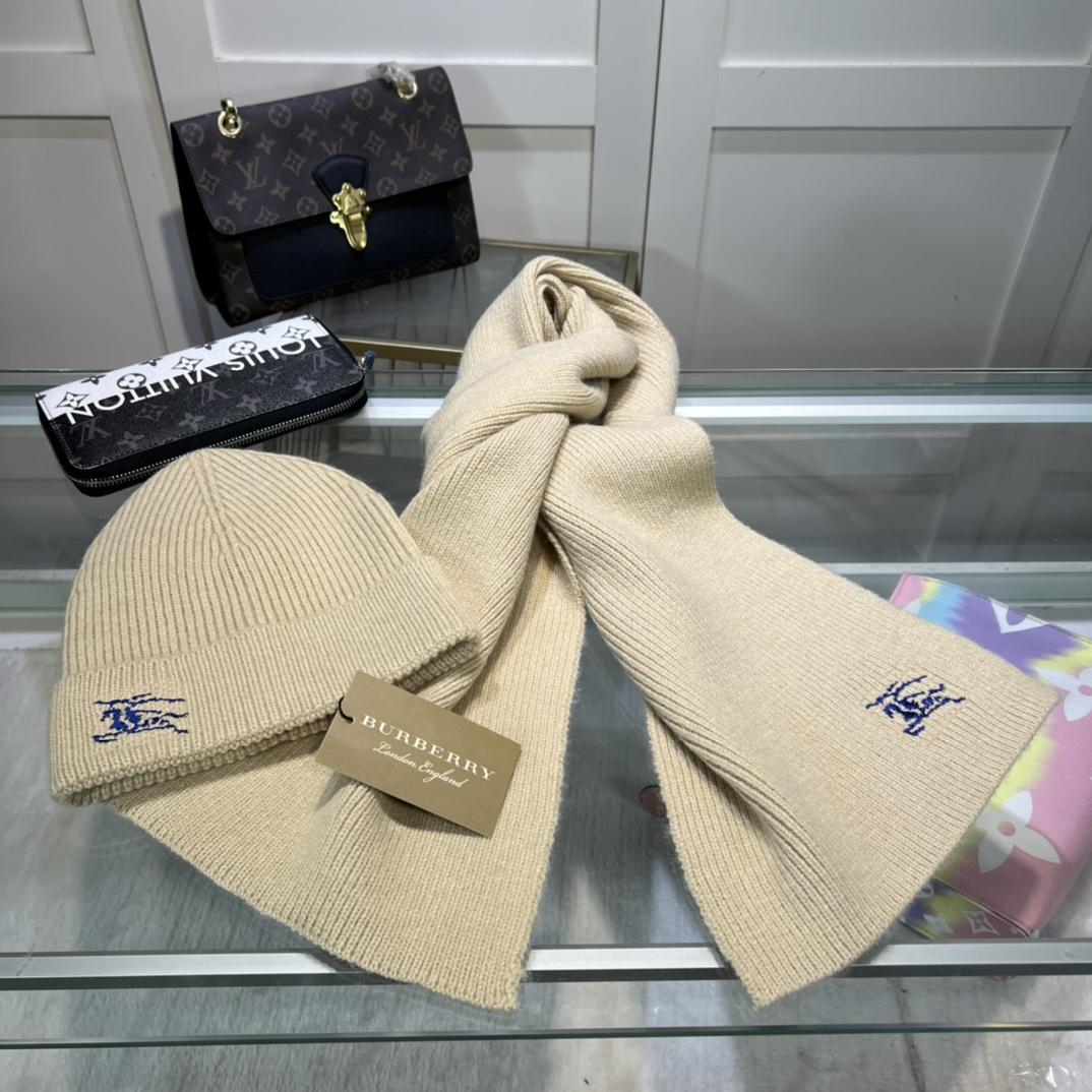 Burberry KD-embroidered Ribbed-knit Scarf & Beanie - EUR FASHION